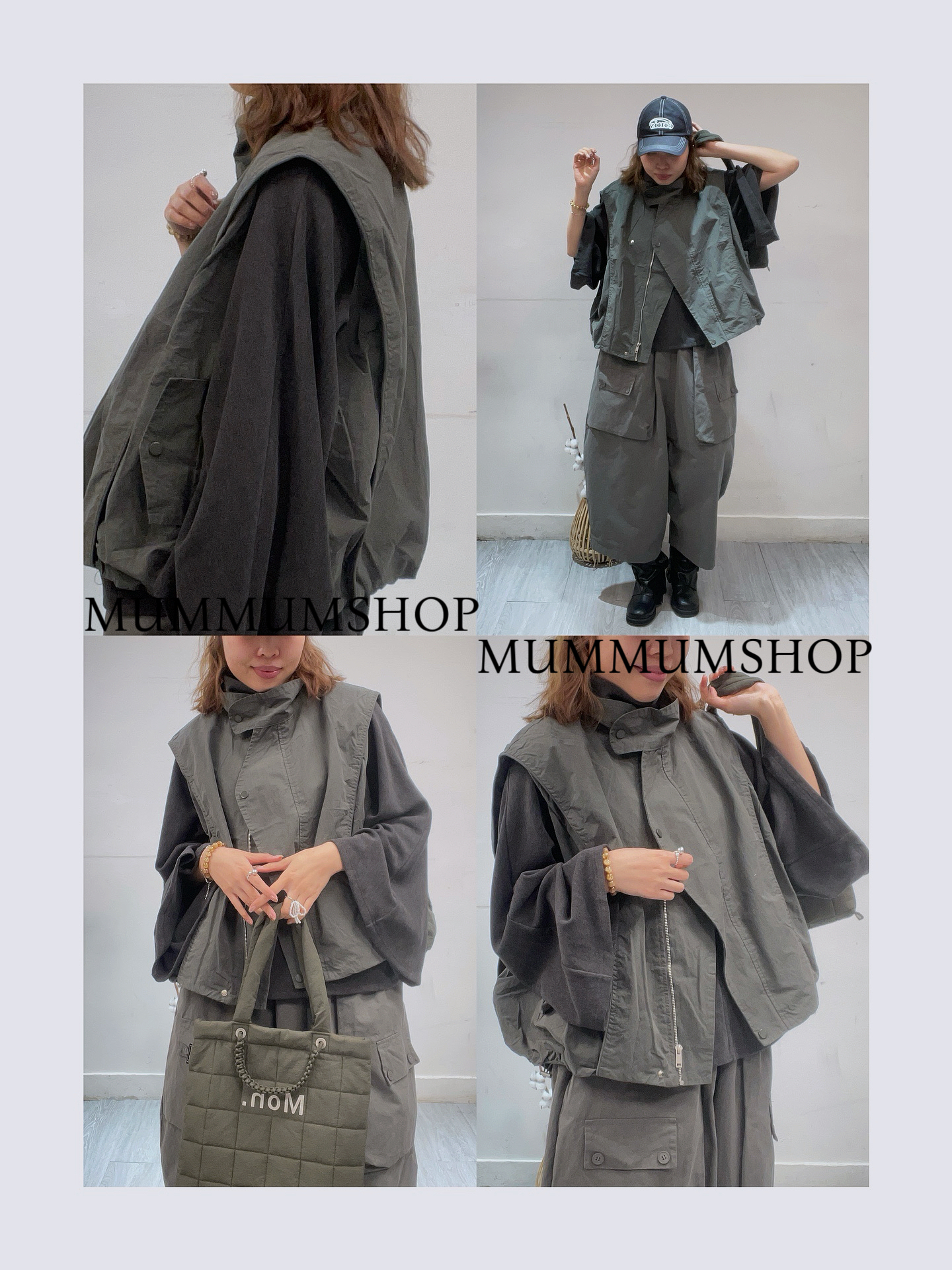 0213086a/高領雙層背心外套50/50/24