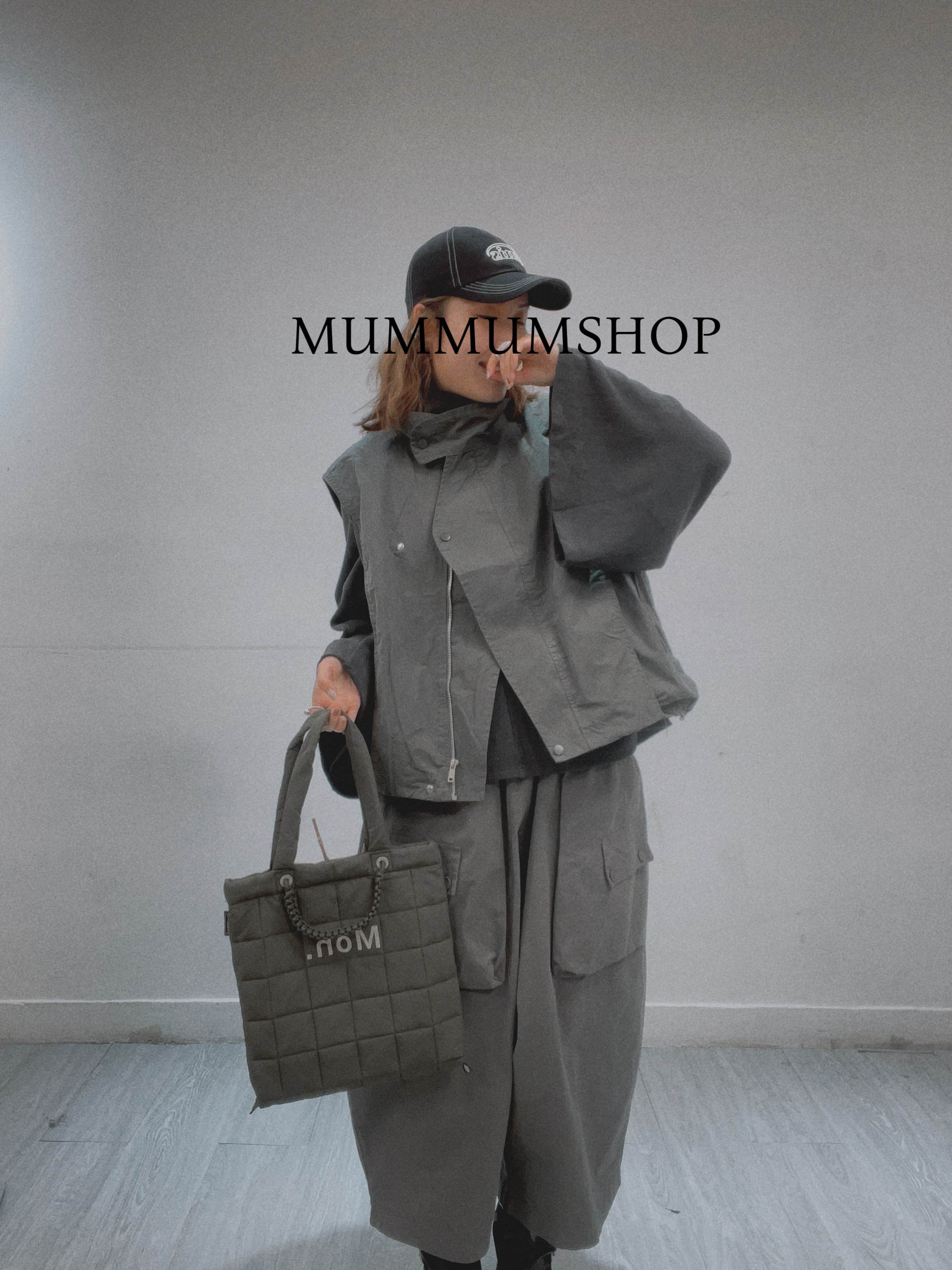 0213086a/高領雙層背心外套50/50/24