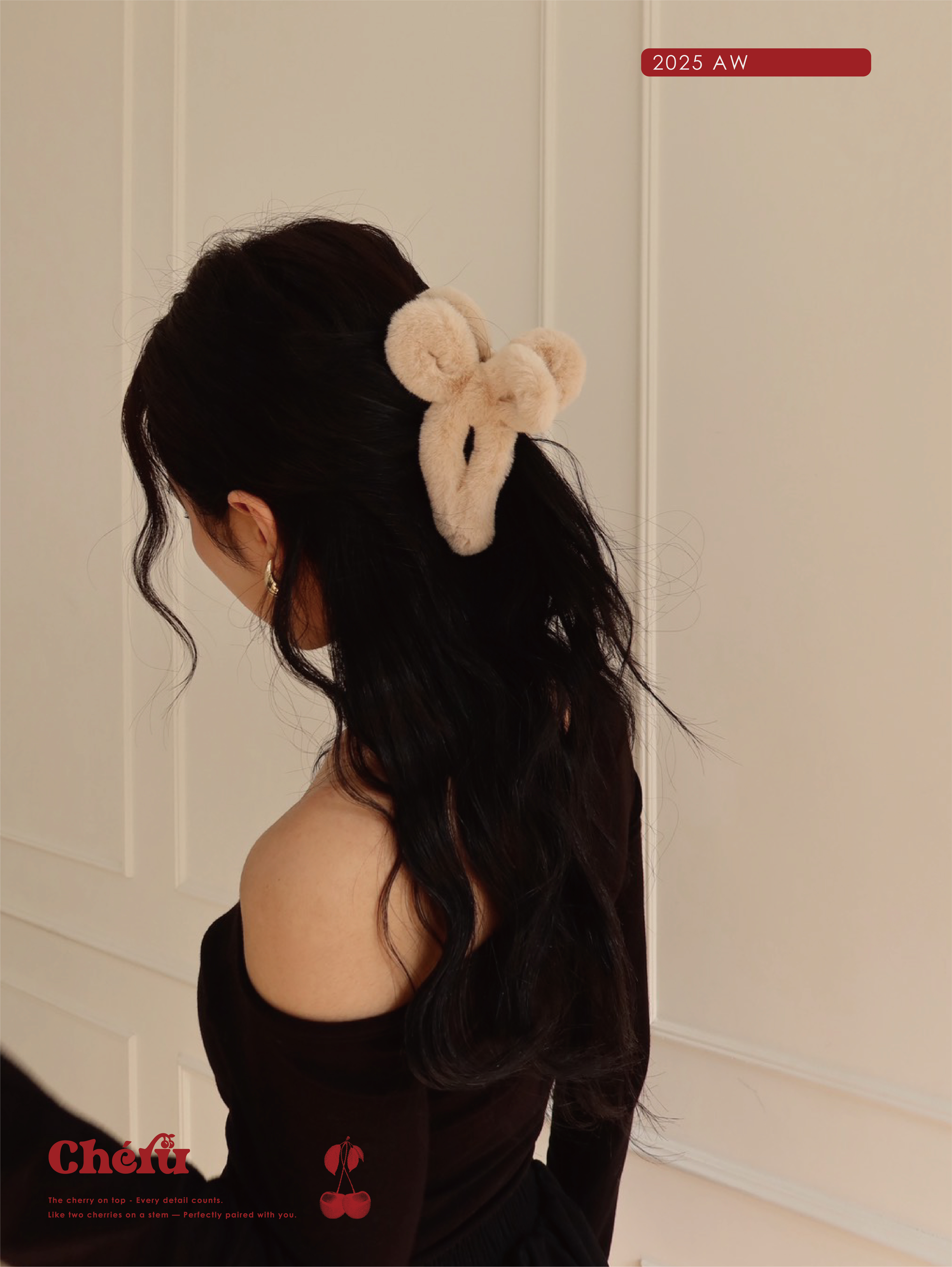 毛絨蝴蝶結爪夾