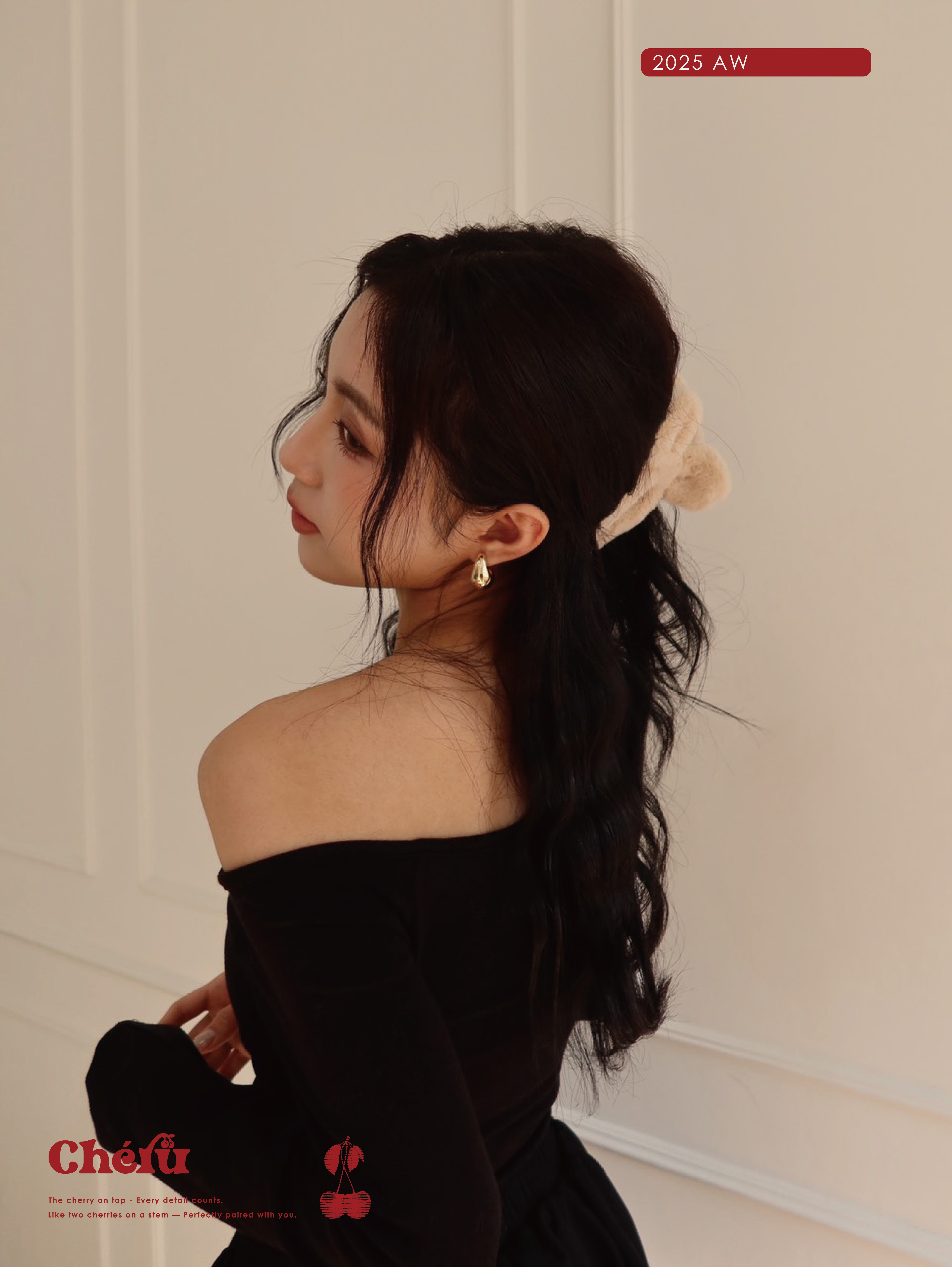 毛絨蝴蝶結爪夾