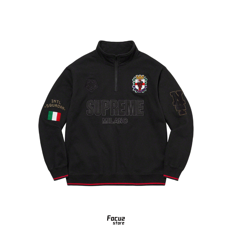 【Focus Store】現貨秒發 Supreme FW22 Week 1 Milano Half Zip Pullover 半拉鍊套頭衫 黑色