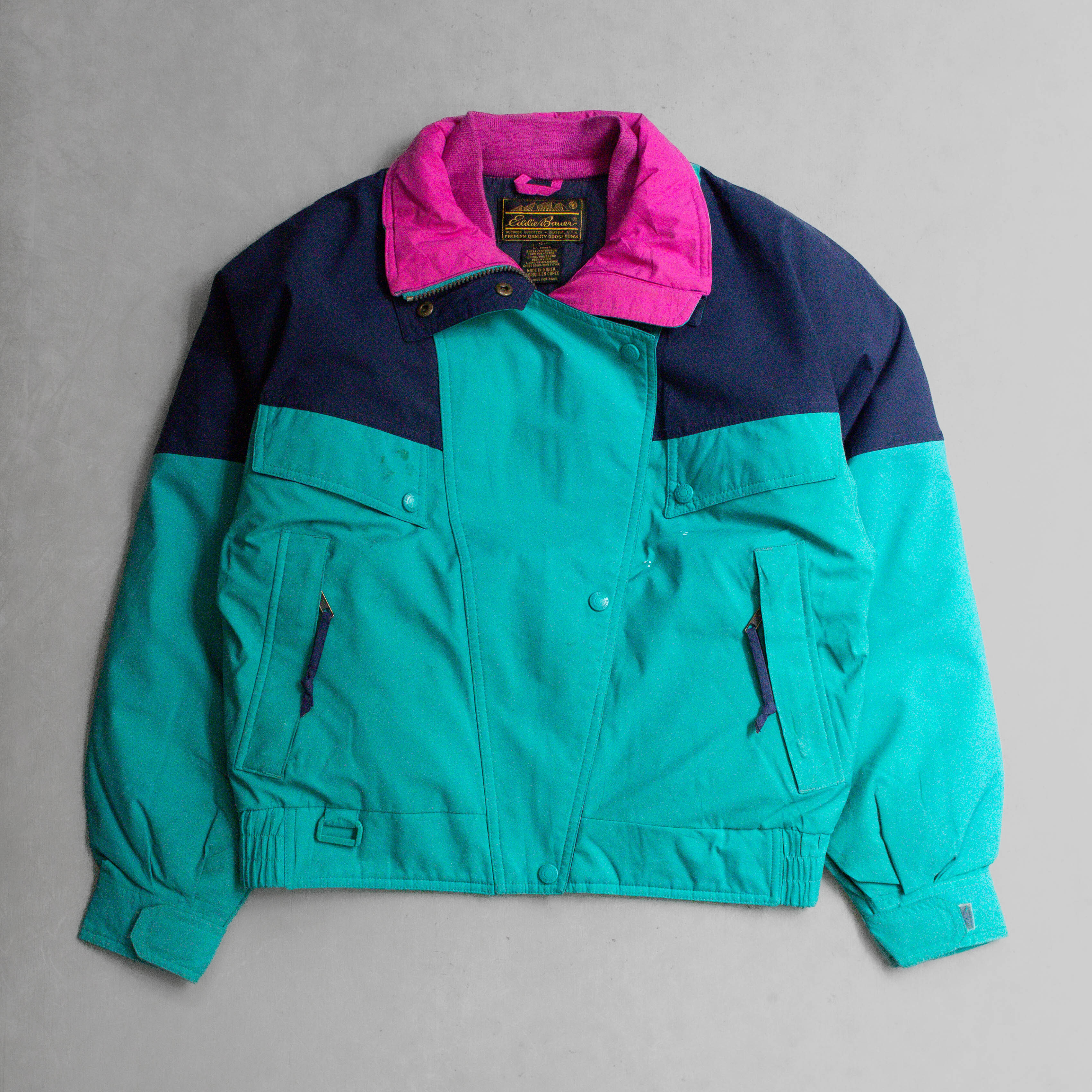 80-90S EDDIE BAUER JACKET 美國 青藍 高領 防風 鋪棉 長袖 外套