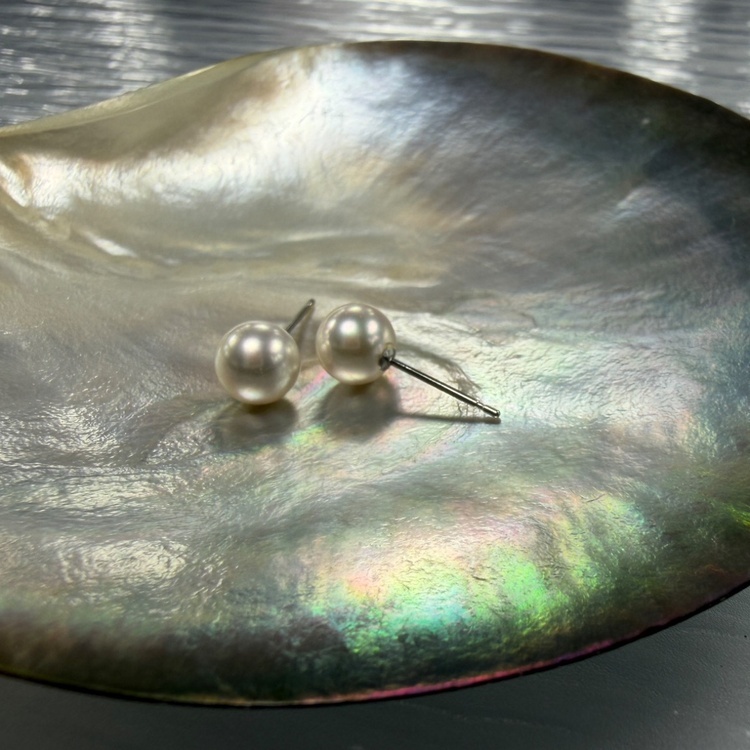 日本Akoya 海水珍珠耳釘 Rose Color - 極強光