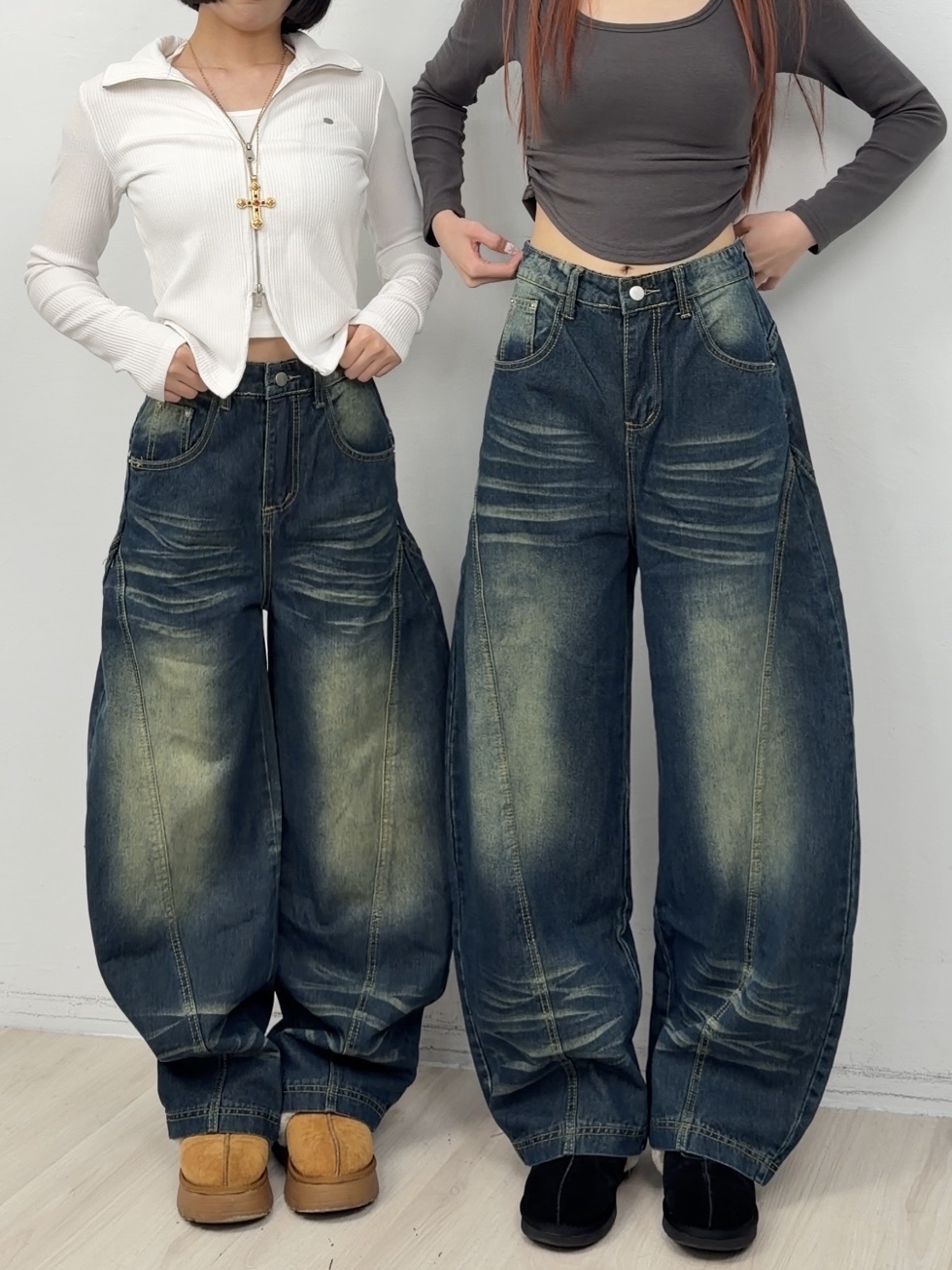 NEW水洗做舊牛仔褲