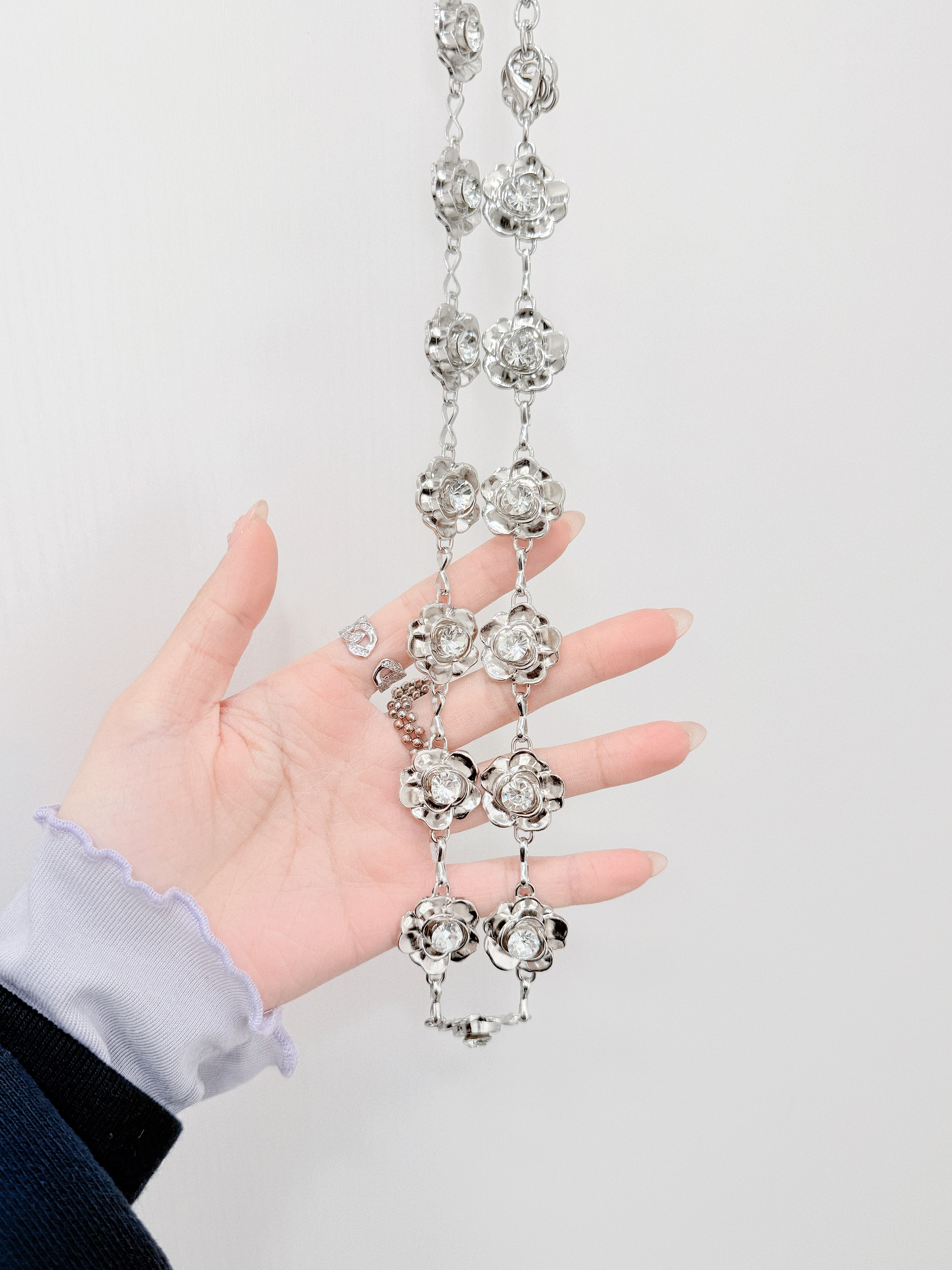 A0130｜超美！立體花花閃石腰鏈