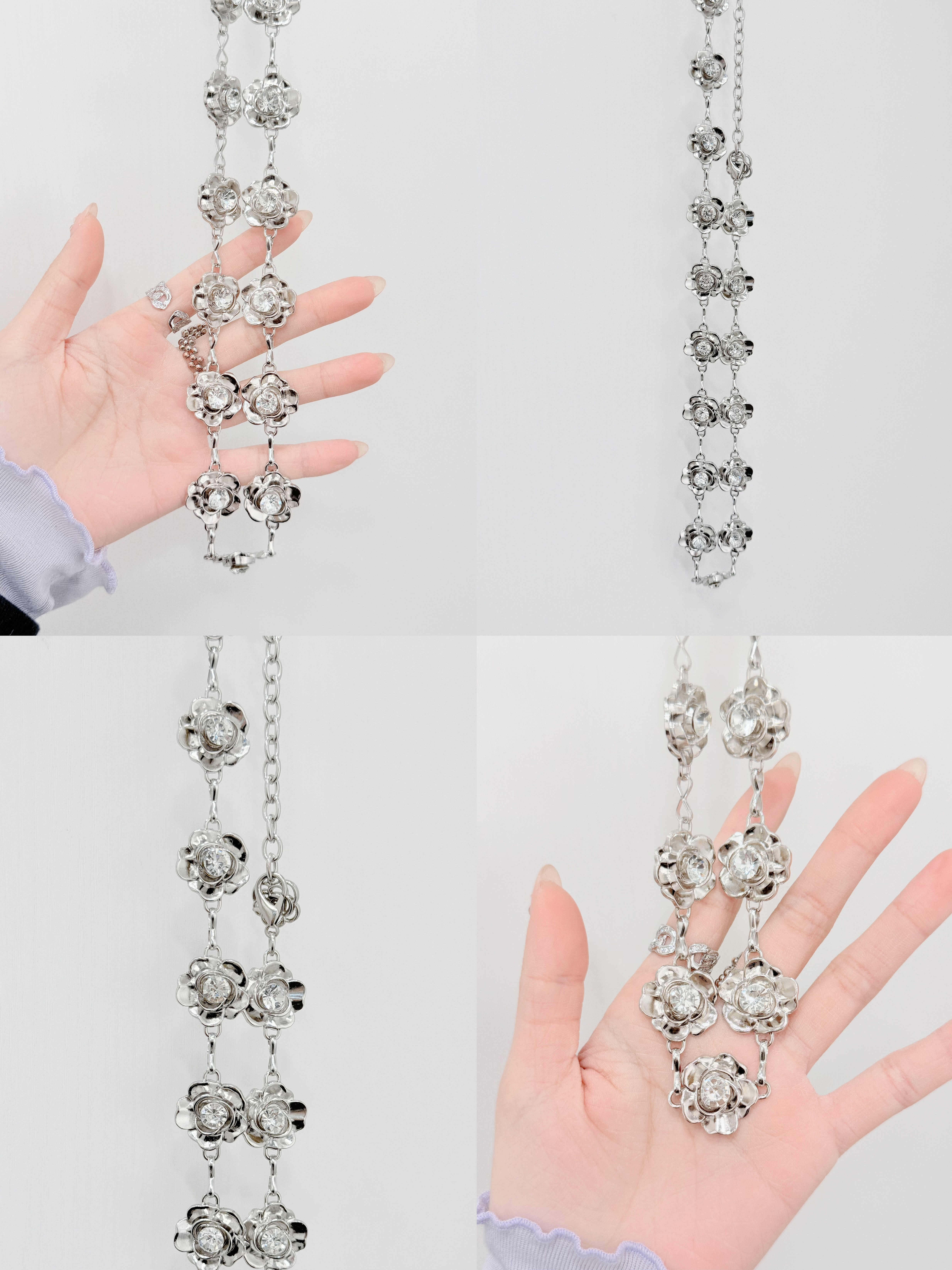 A0130｜超美！立體花花閃石腰鏈