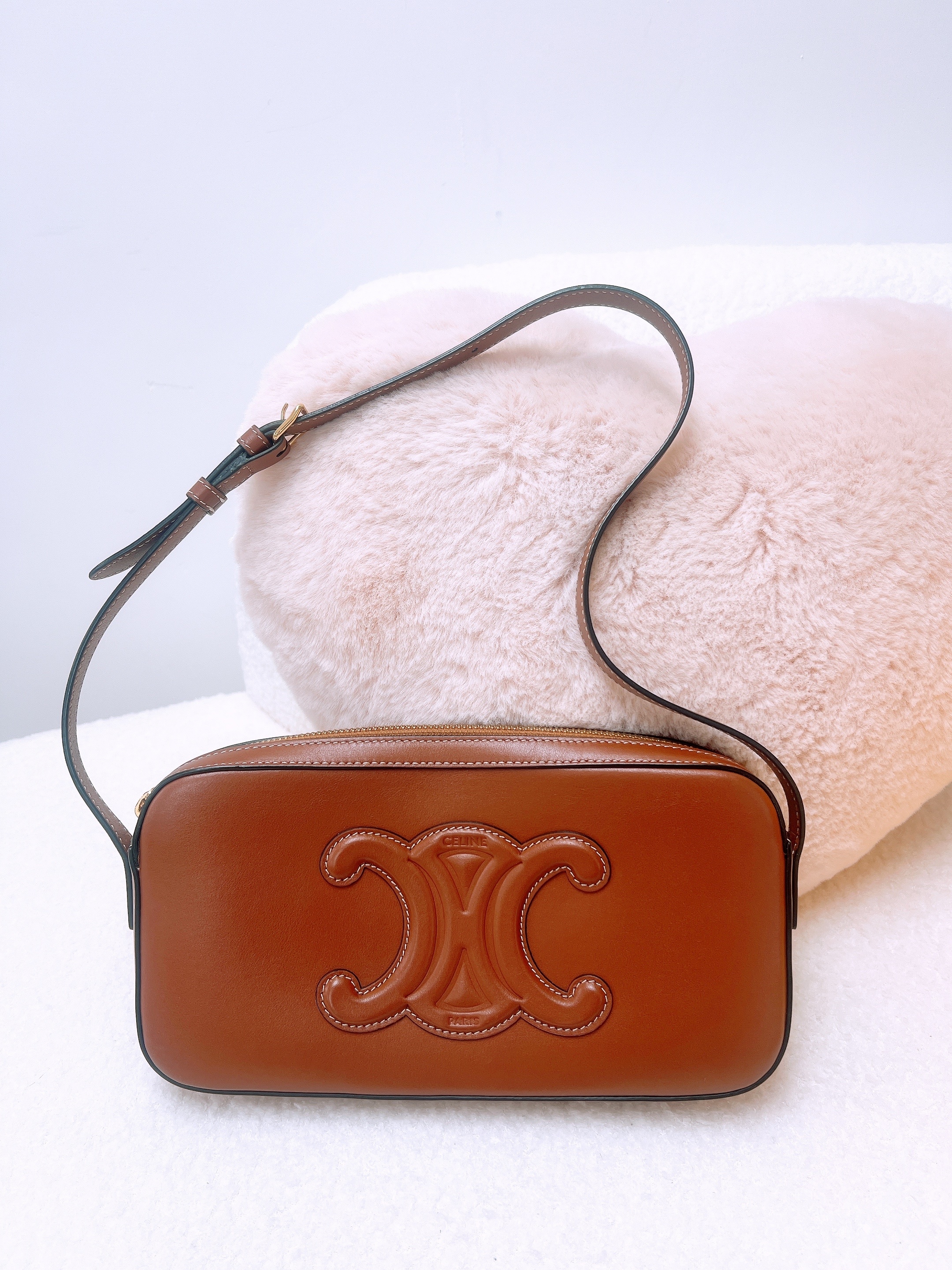 Celine triomphe hobo/ camera bag tan