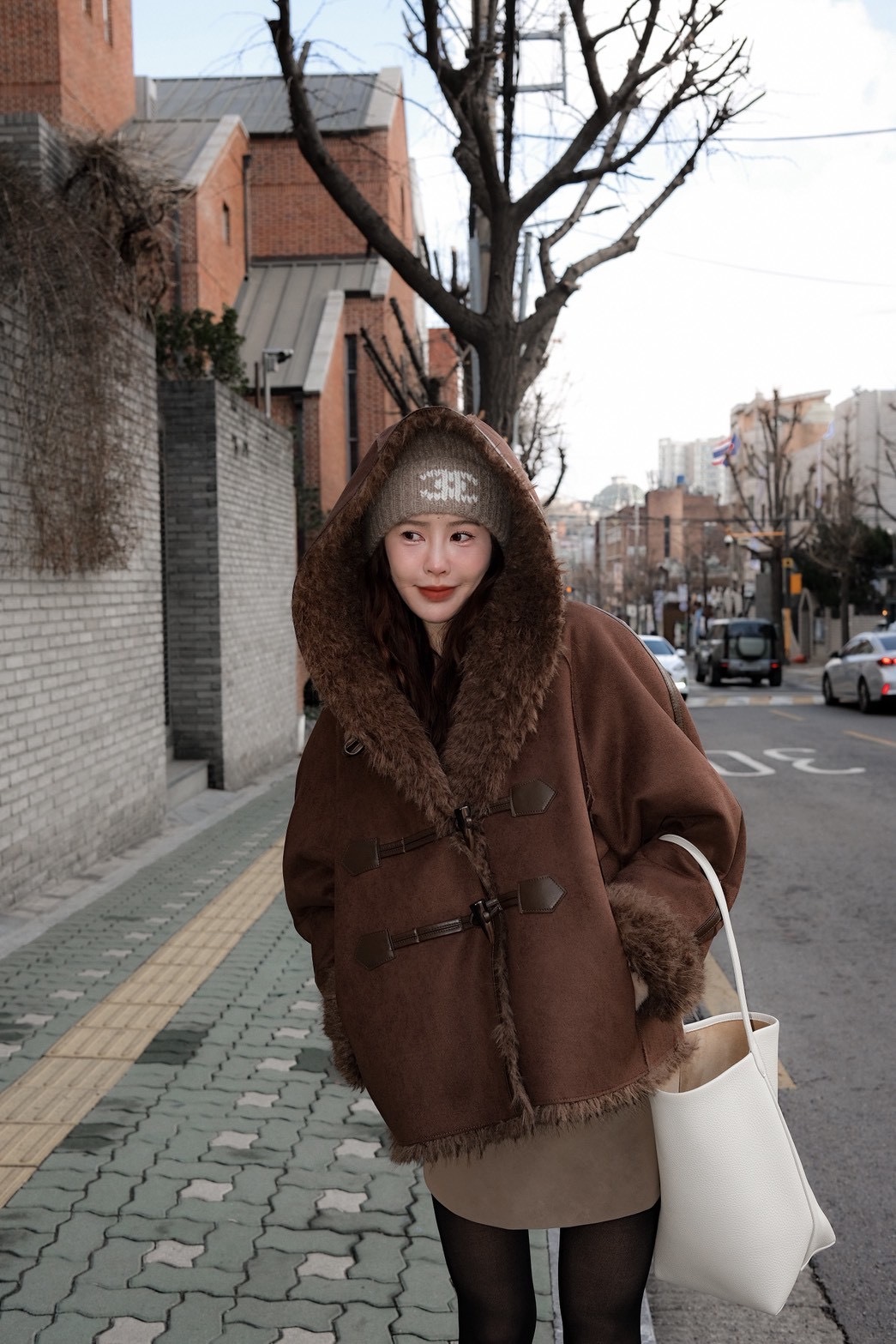 #DD76抽鬚牛角釦雙面穿外套(黑/咖)