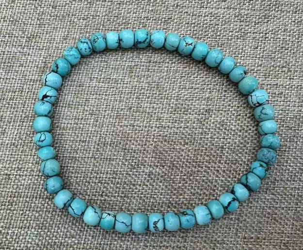 TK065 烏藍花綠松手串 4mm