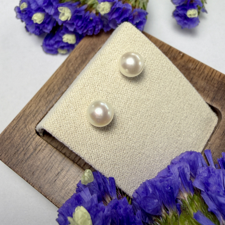 日本Akoya 海水珍珠耳釘，無調色