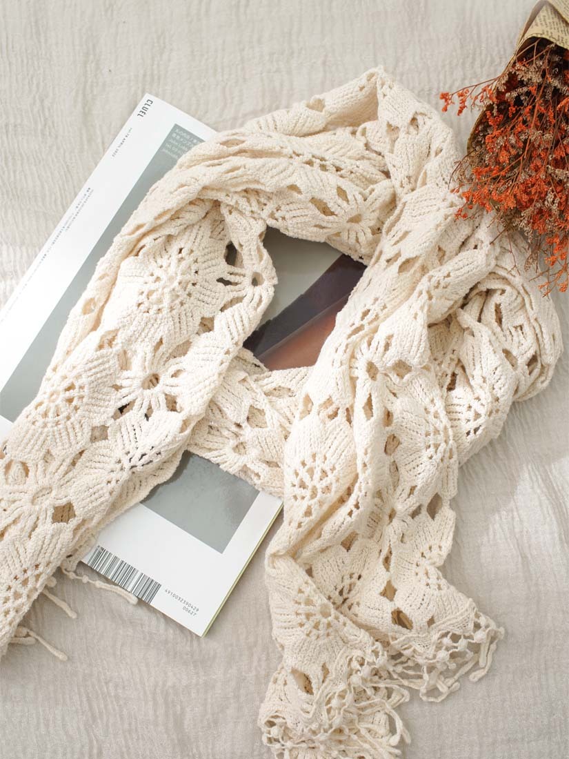 復古花瓣流蘇披肩(3色)