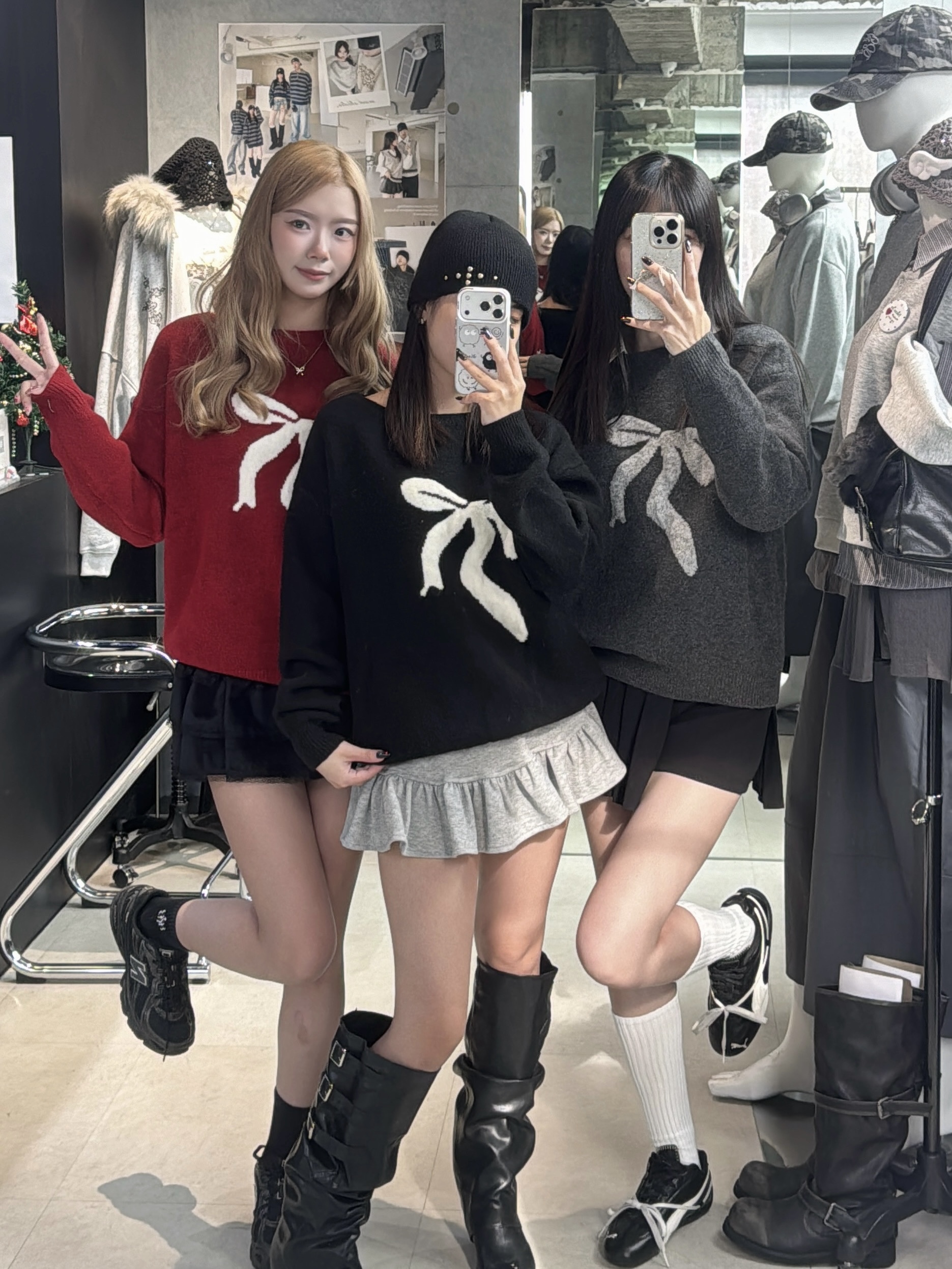 浪漫冬季蝴蝶結毛衣