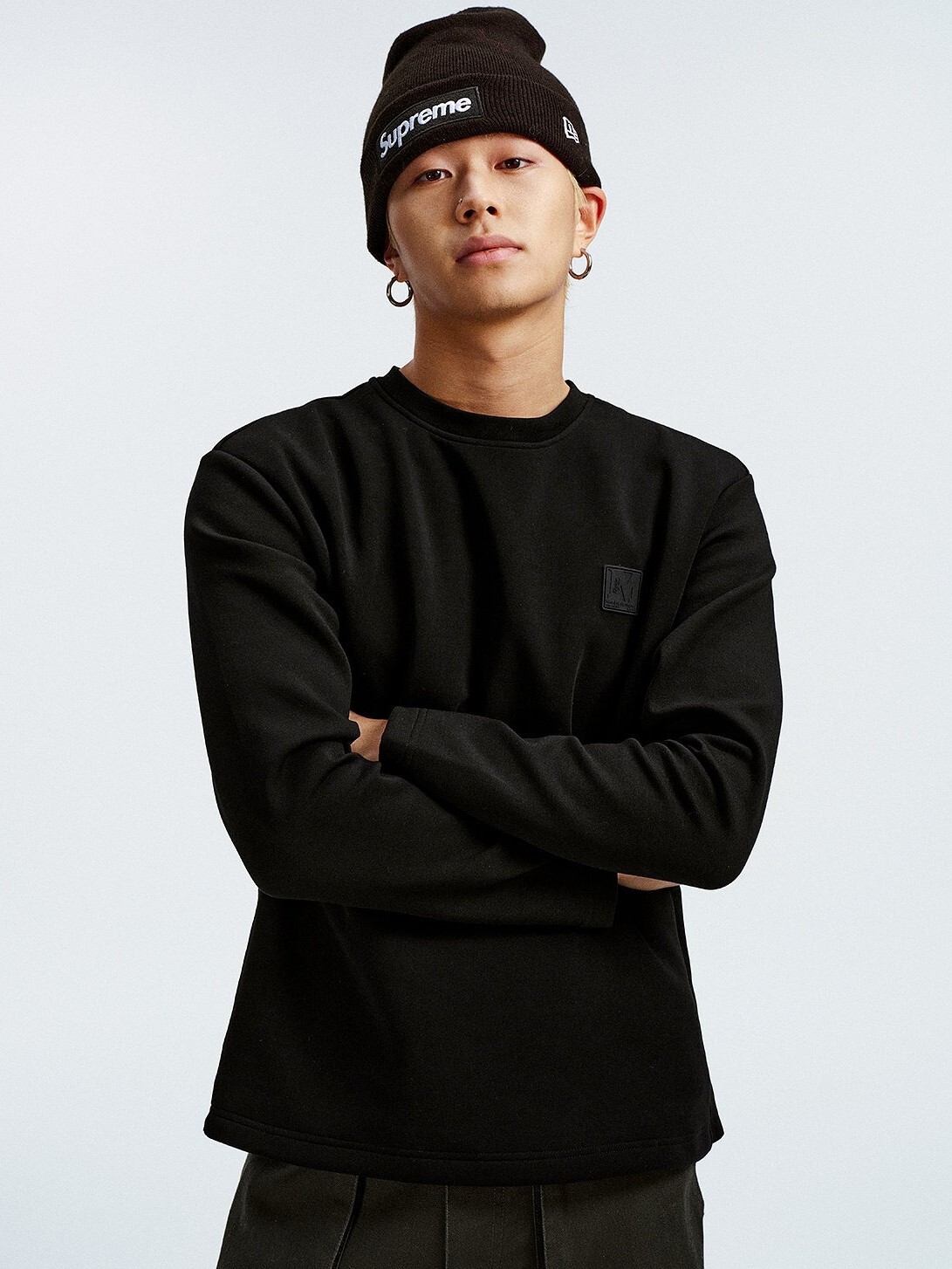 MEDM 胸前字母膠印Logo 保暖鵝絨 休閒簡約 長袖T