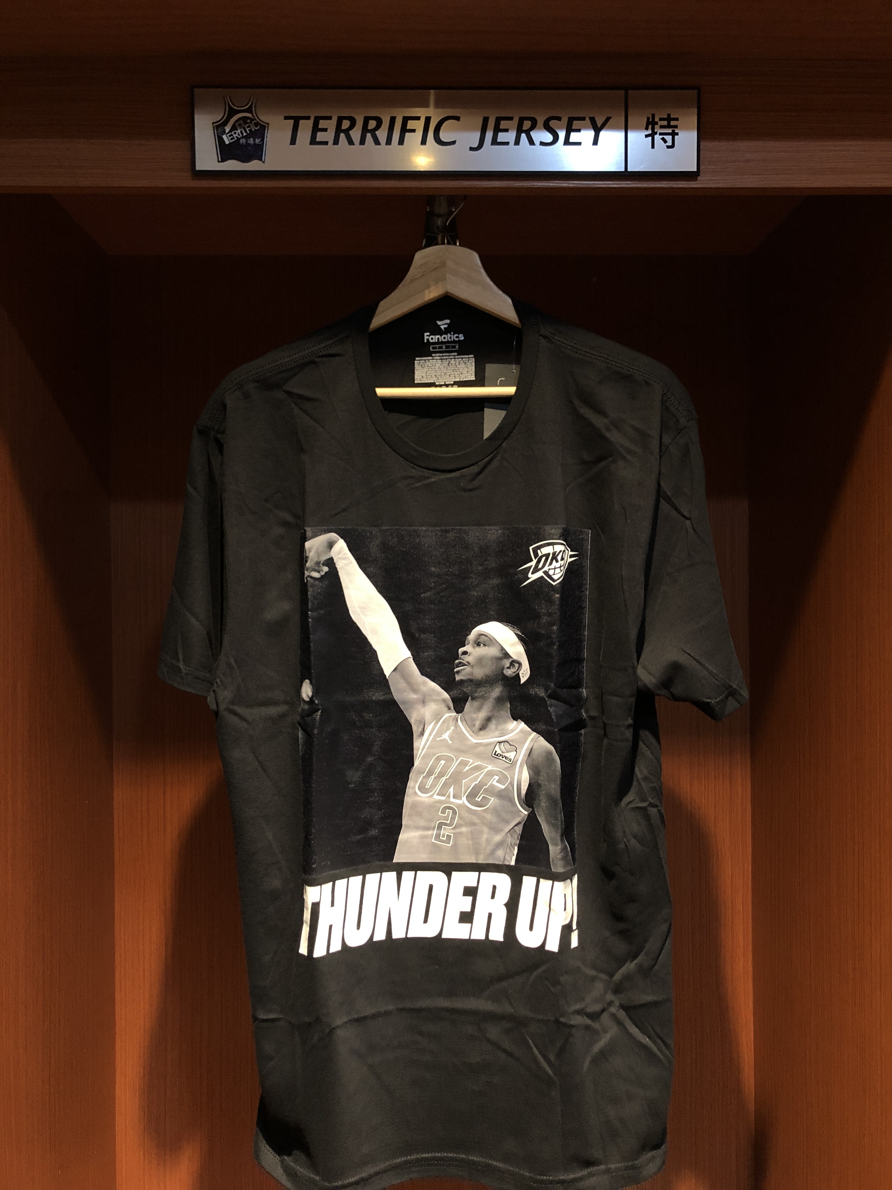 NBA短袖 Shai Gilgeous-Alexander Thunder Up 奧克拉荷馬雷霆 標語黑 Fanatics Tee 棉質 短袖 全新