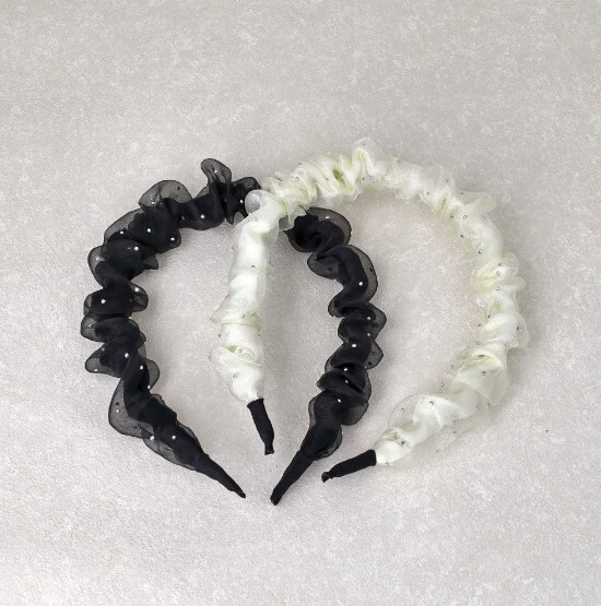 透明波點褶皺髮箍