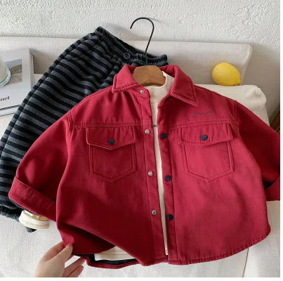 【H0074】拜年排扣紅色加厚加絨外套(90-150)