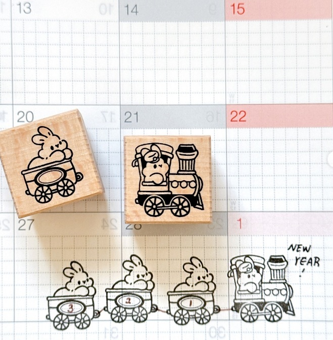 Pei+Pei．小兔手帳印章 共三款 小火車/氣球/蒲公英
