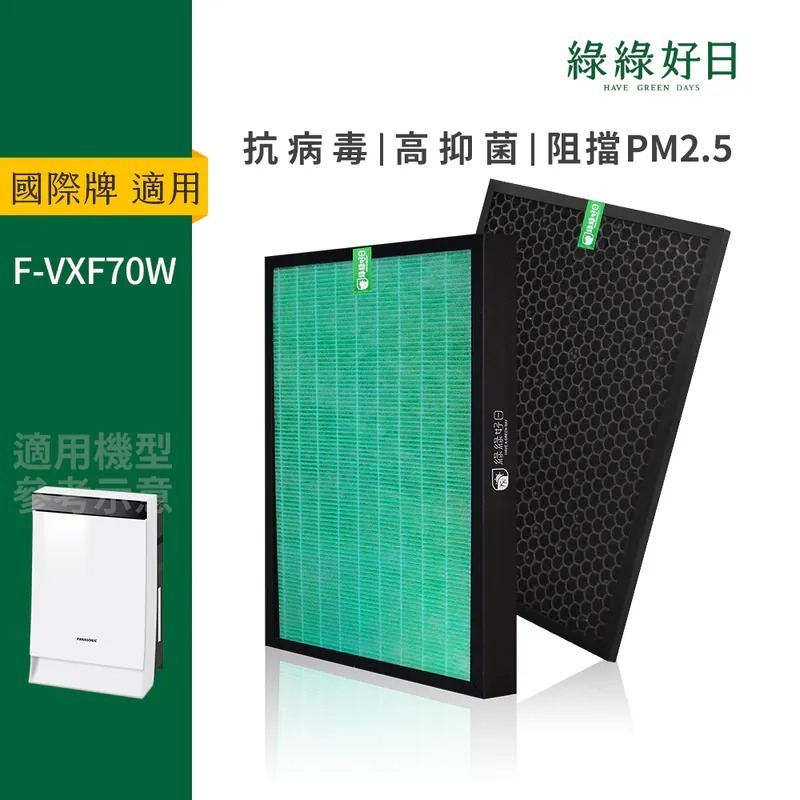 適用 Panasonic國際牌 F-VXF70W HEPA抗菌濾心 蜂顆活性碳 加濕空氣清淨機濾網 綠綠好日