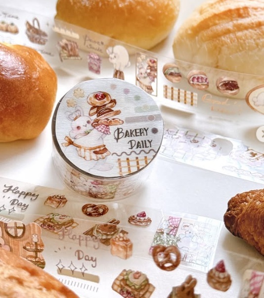 Pei+Pei．麵包日報 3cm亮面PET膠帶 <整捲/分裝>