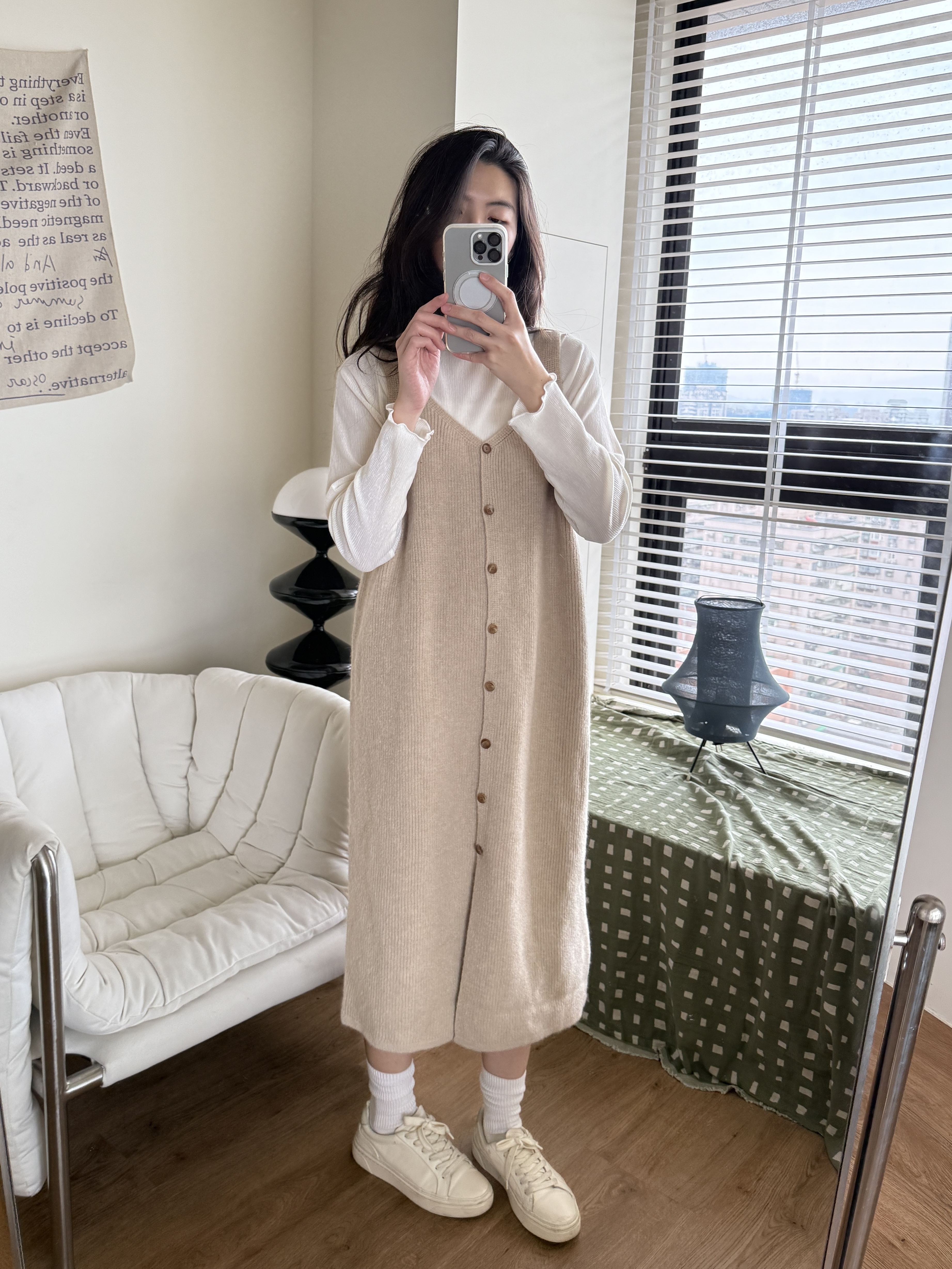 吊帶針織毛衣洋裝