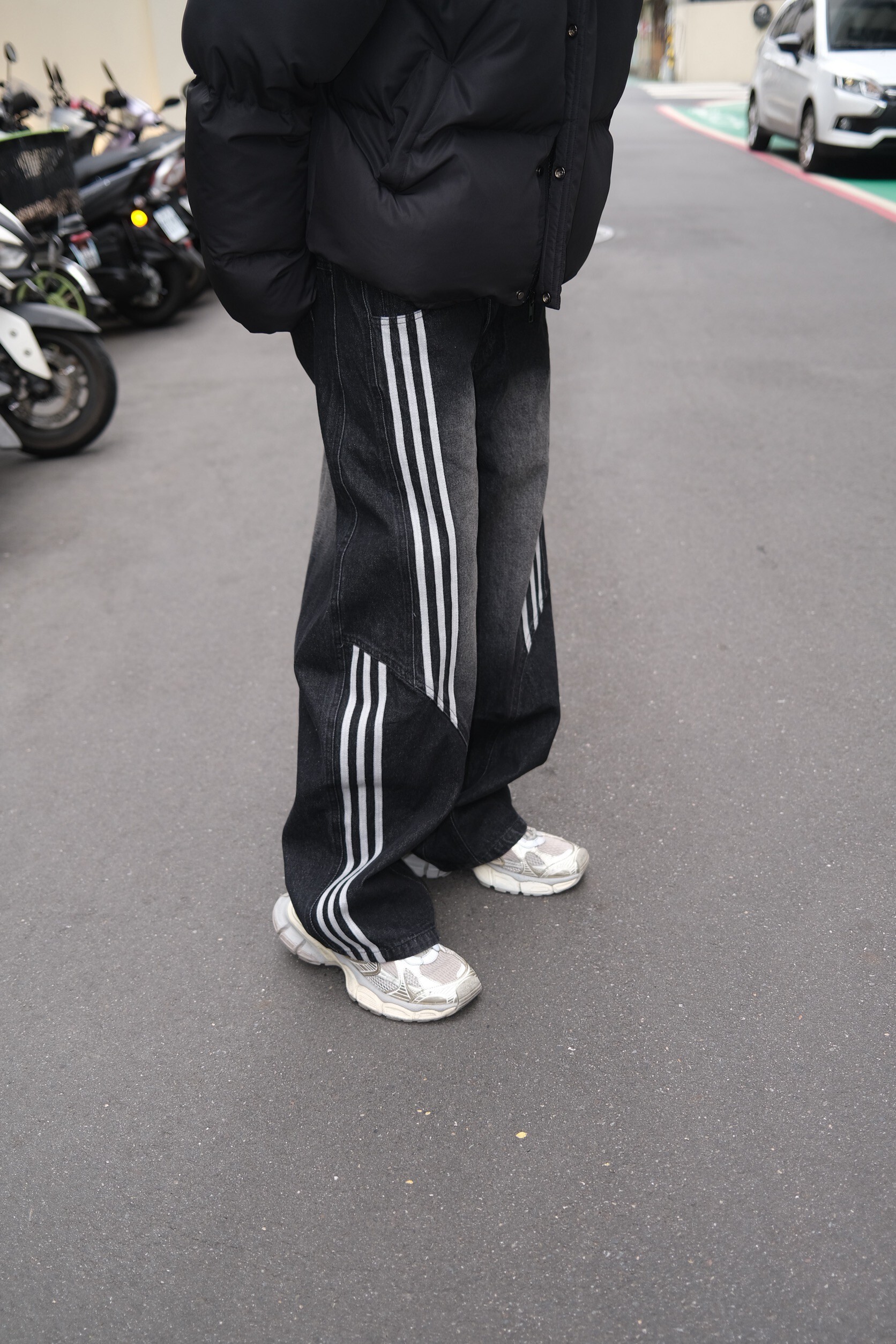 美式三線彎刀褲