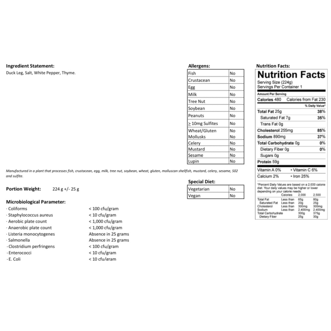 [WF01] [-18°C] 急凍油鴨髀 225g (BBD 30/10)