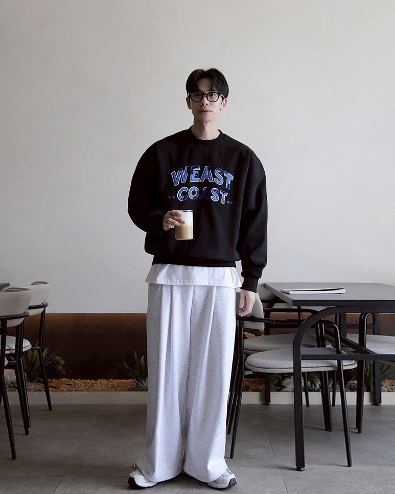 WEST COAST 刺繡 寬鬆 長袖 大學T