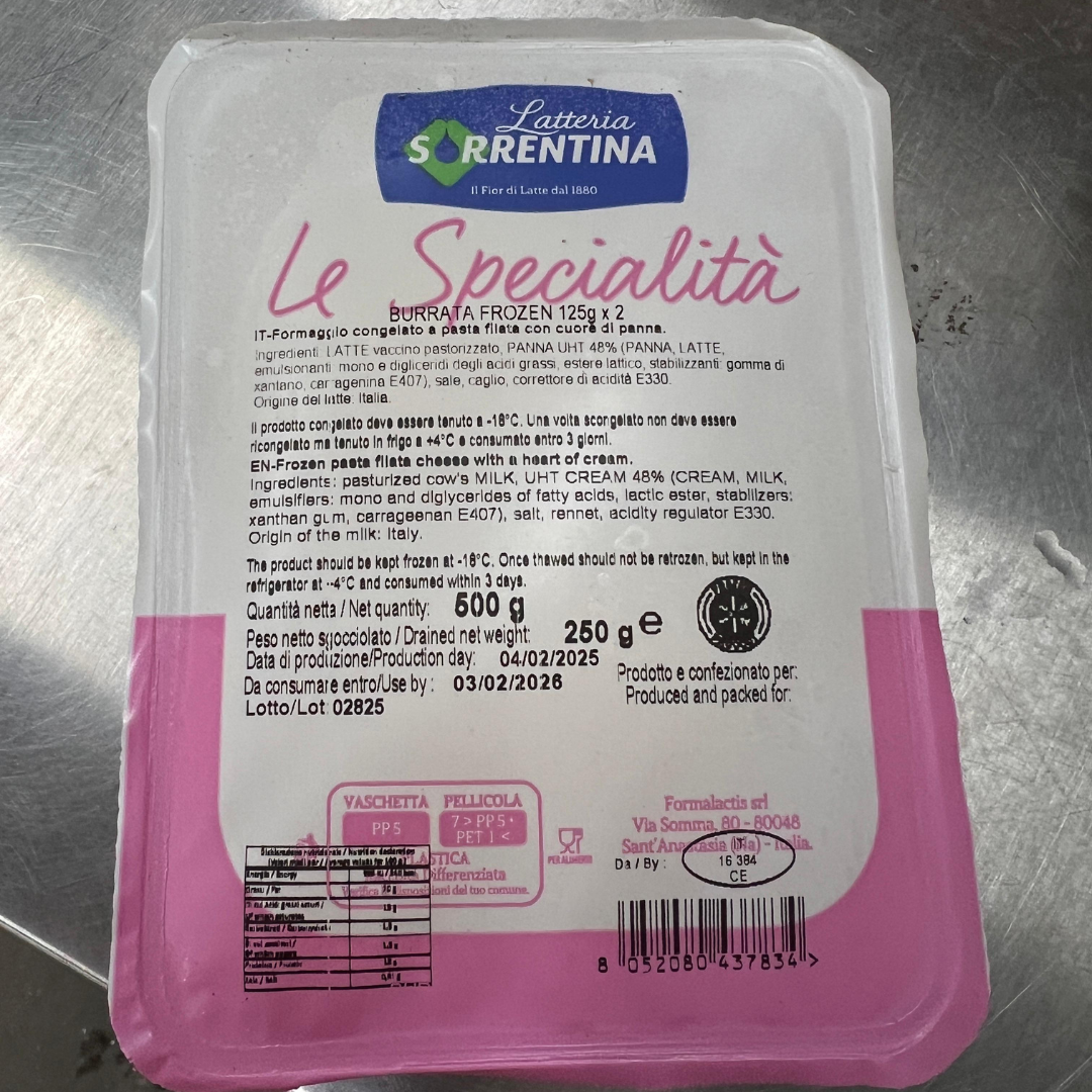 [WF01] [-18°C] 意大利急凍流心芝士波 Frozen Burrata 125g X 2 [一盒 2 粒] (BBD 9/5)