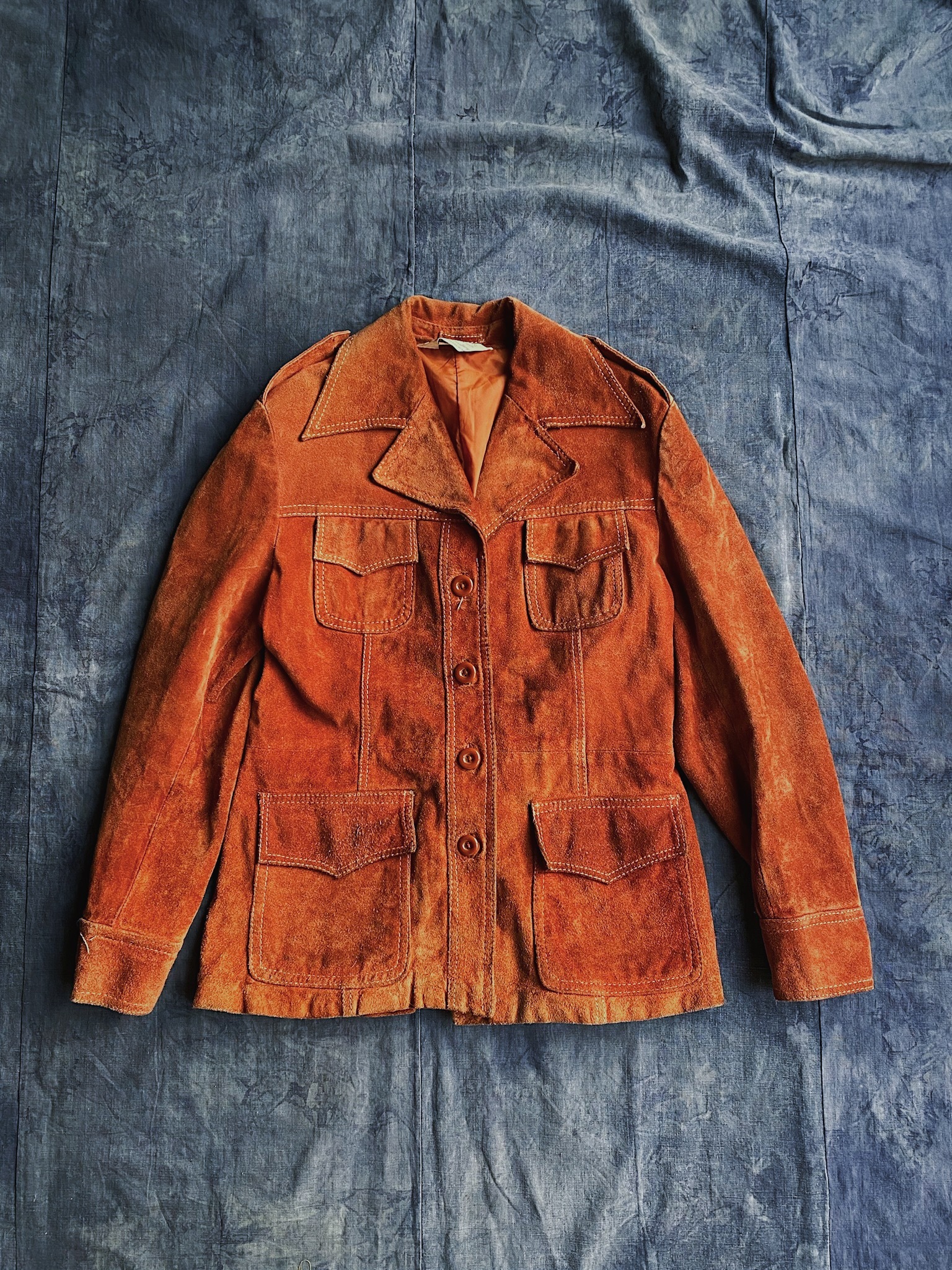 70-80s Western Suede Four pocket Jacket/ 美國西部風格 大翻領四口袋麂皮外套