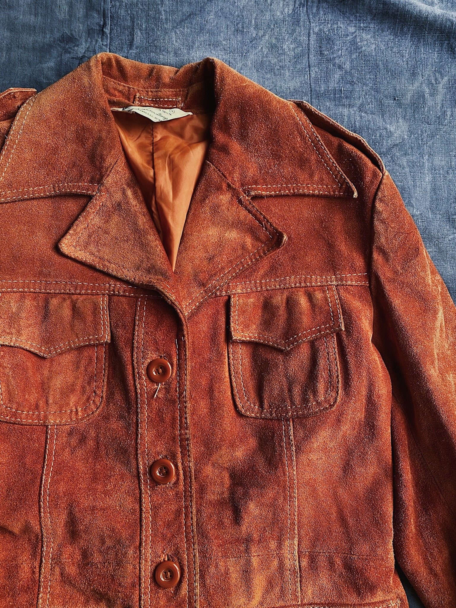 70-80s Western Suede Four pocket Jacket/ 美國西部風格 大翻領四口袋麂皮外套