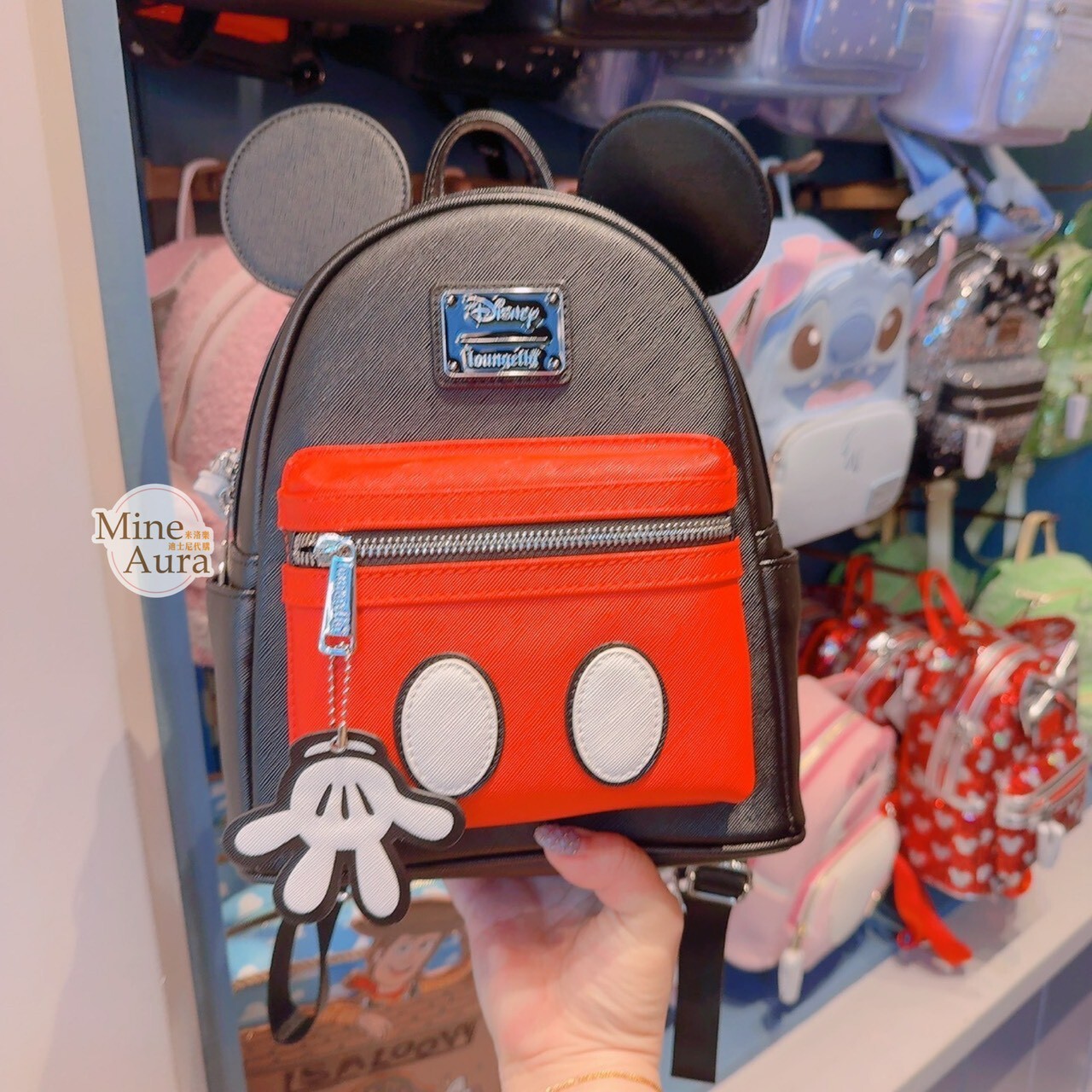 米奇 Mickey 立體耳朵造型 經典黑紅配色 後背包 -香港迪士尼樂園