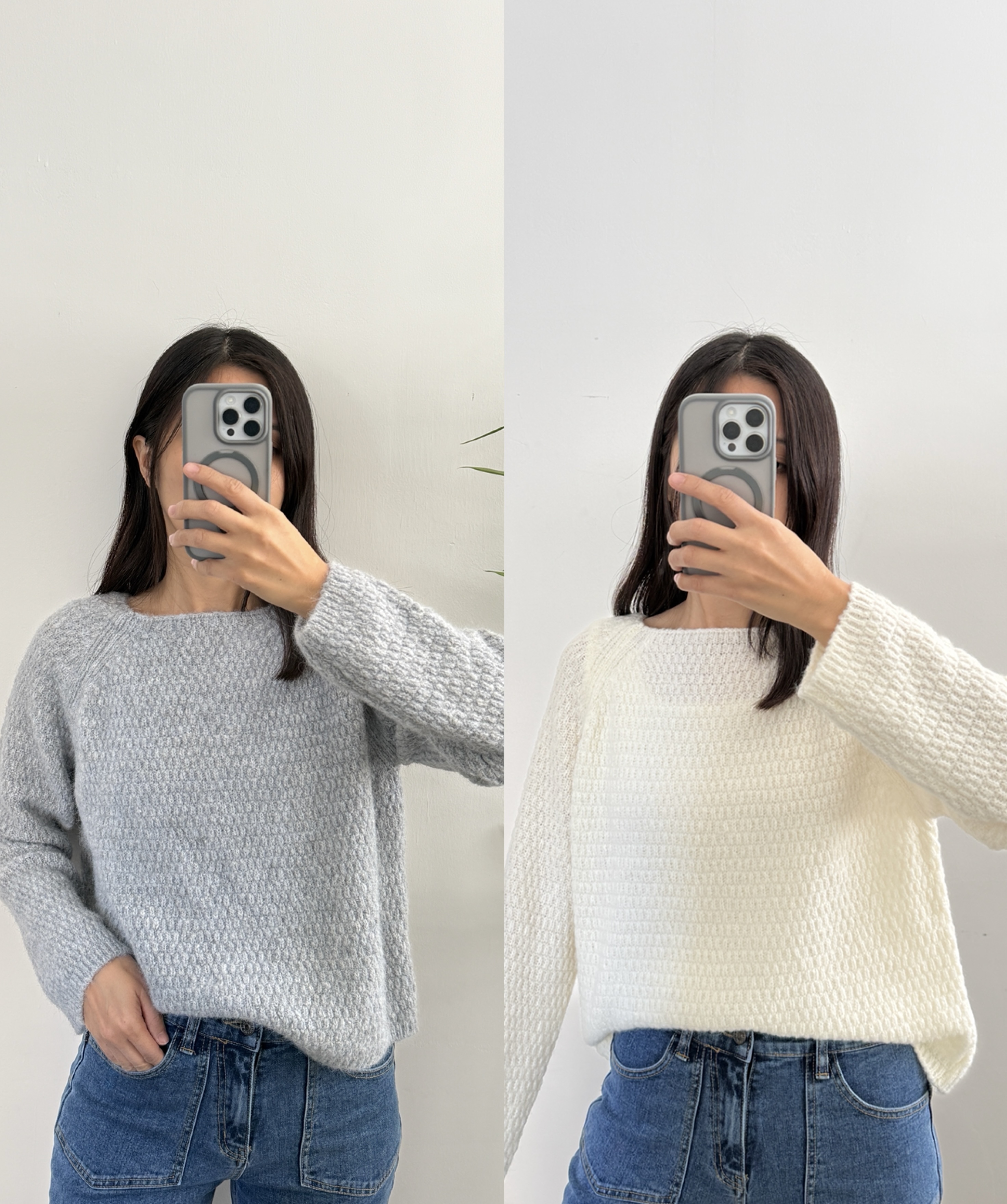 針織斜肩位上衣