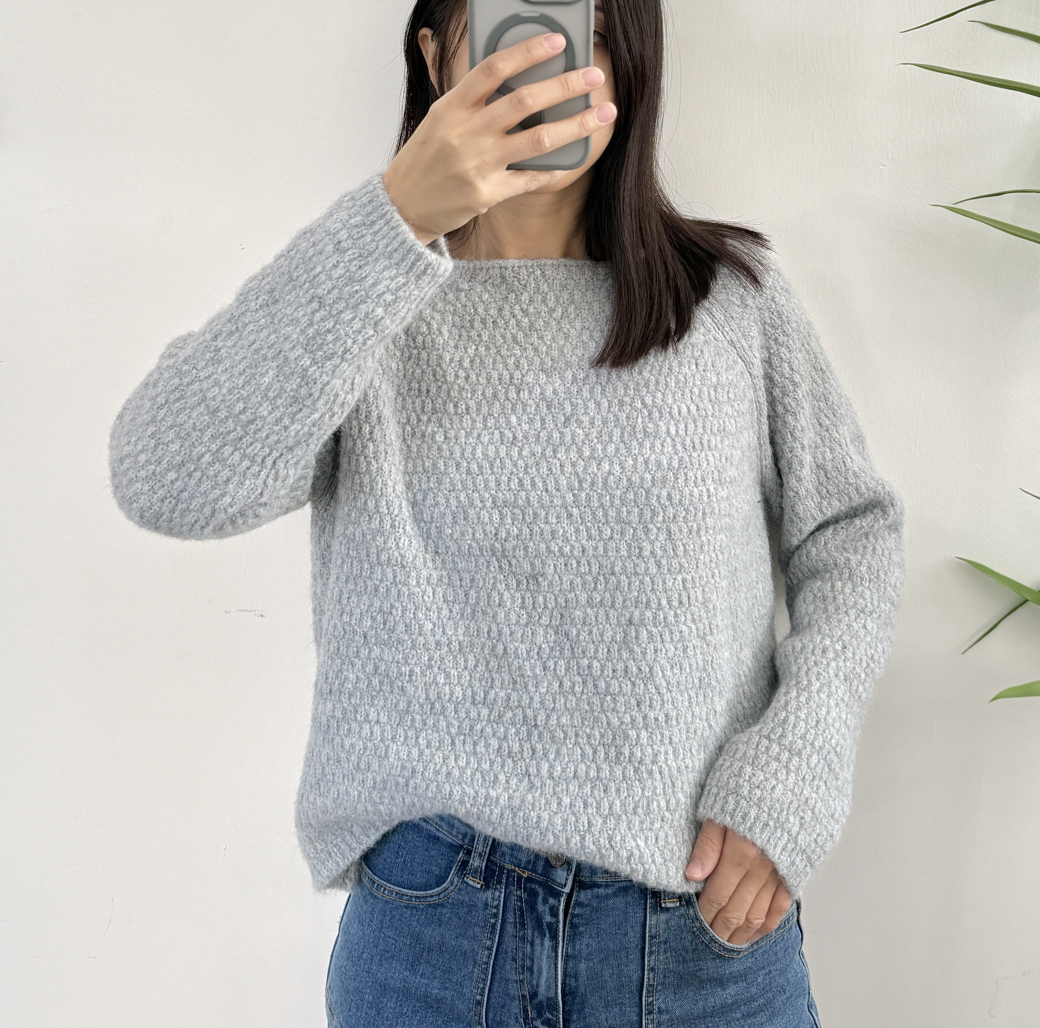 針織斜肩位上衣