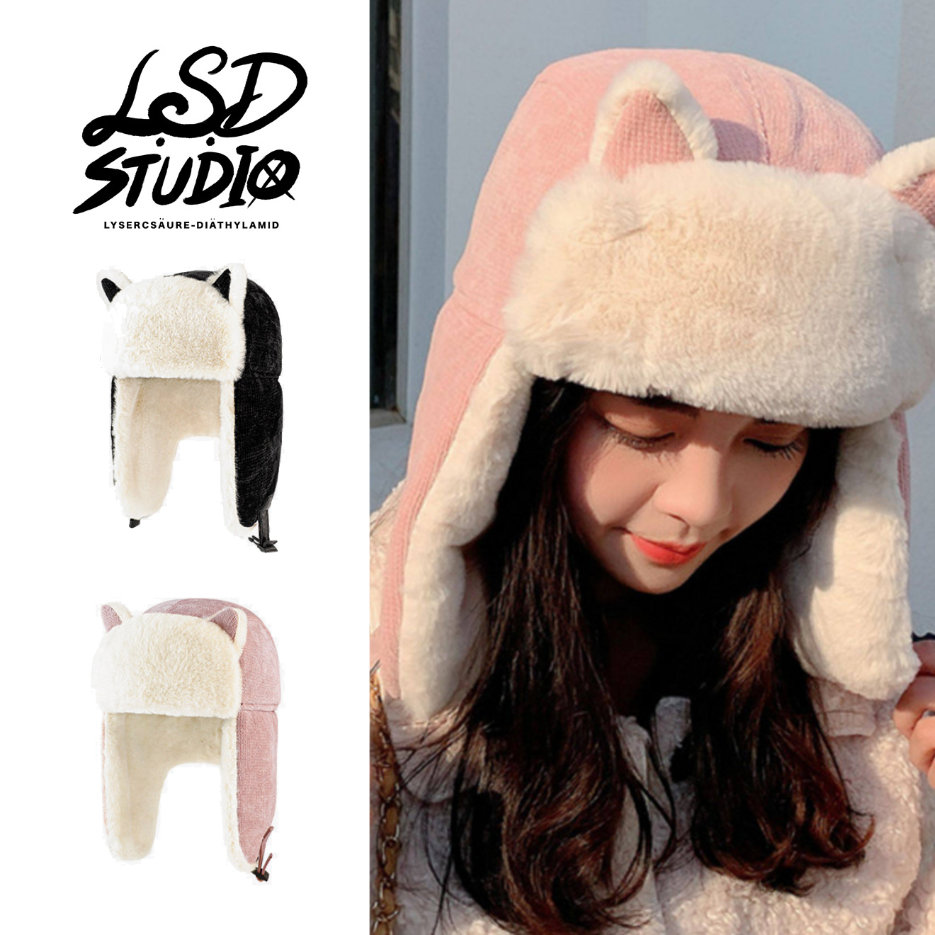 雷峰 x 狐狸|仿兔毛保暖雷鋒帽【HTDH421】