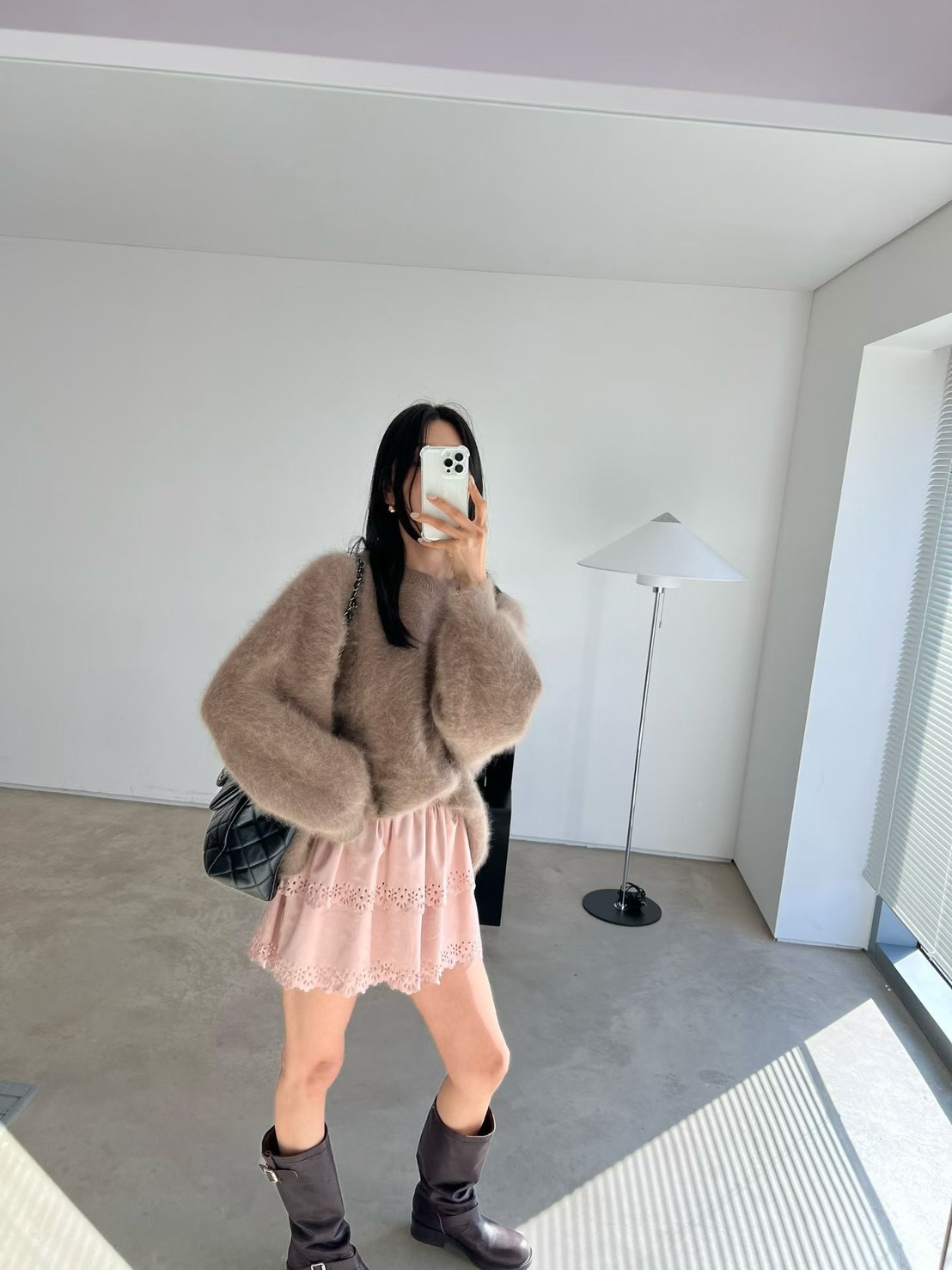 洞洞花瓣短褲裙