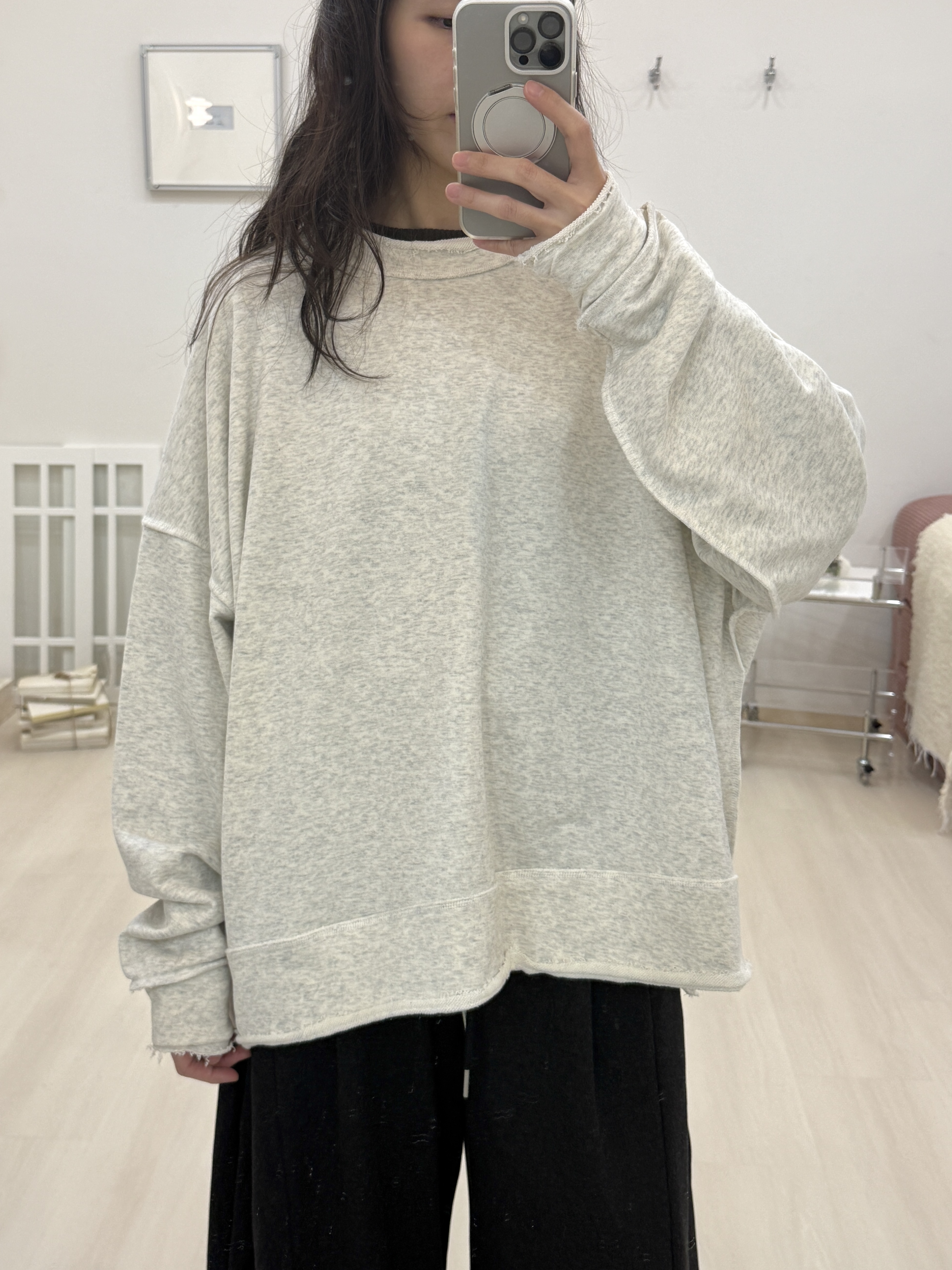 反車線捲邊大學T