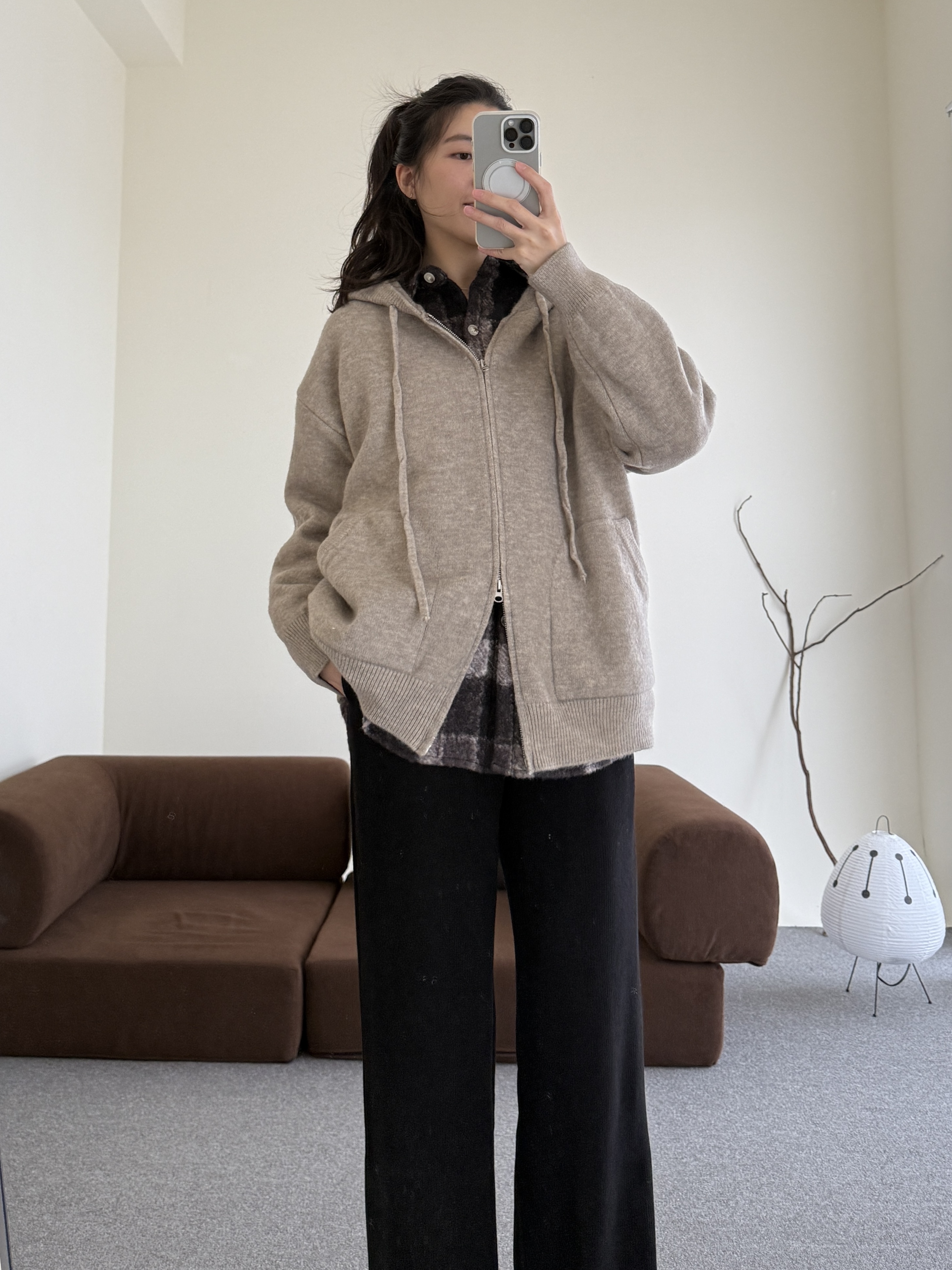 綿羊絨連帽針織外套*2色