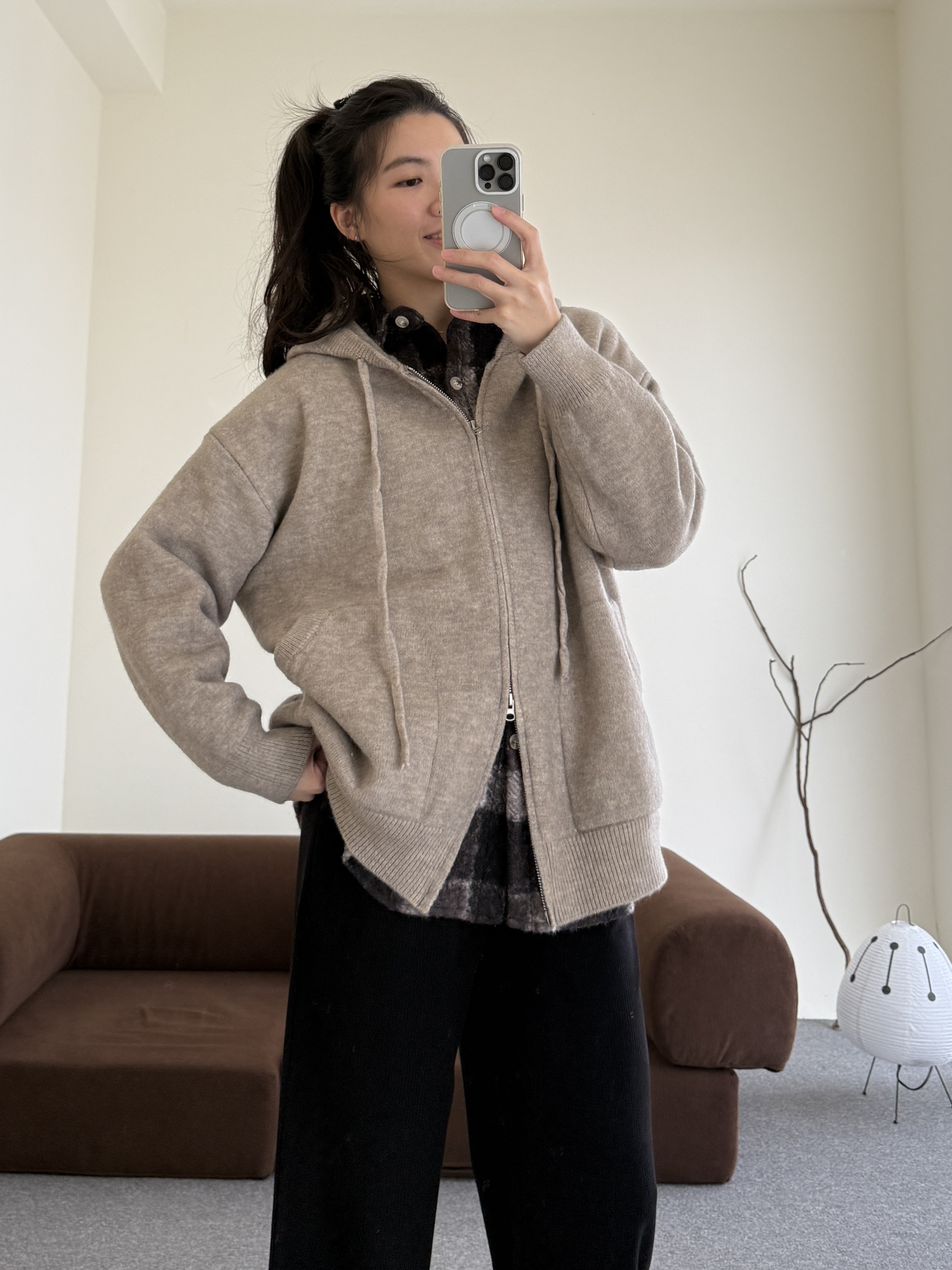 綿羊絨連帽針織外套*2色