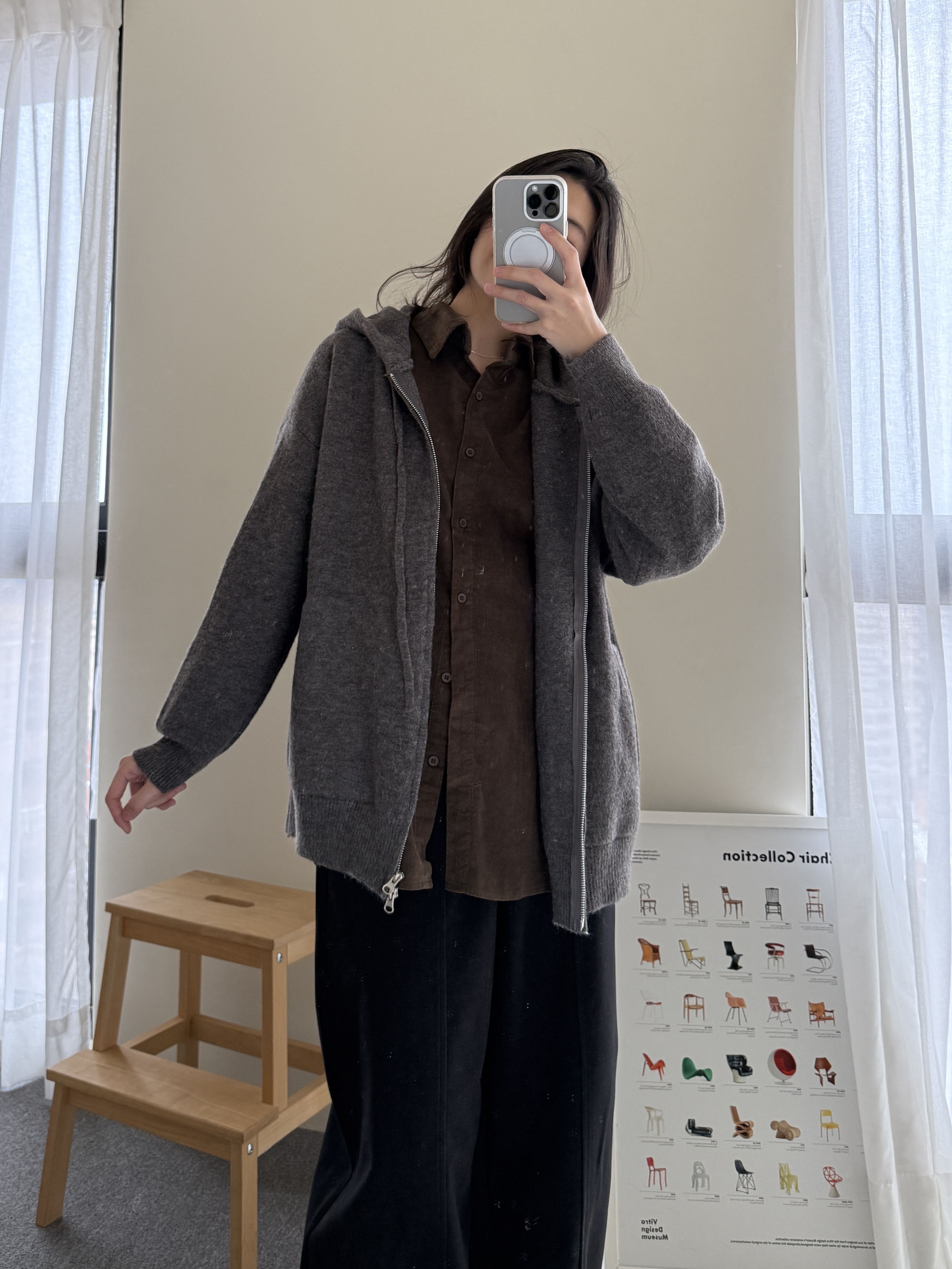 綿羊絨連帽針織外套