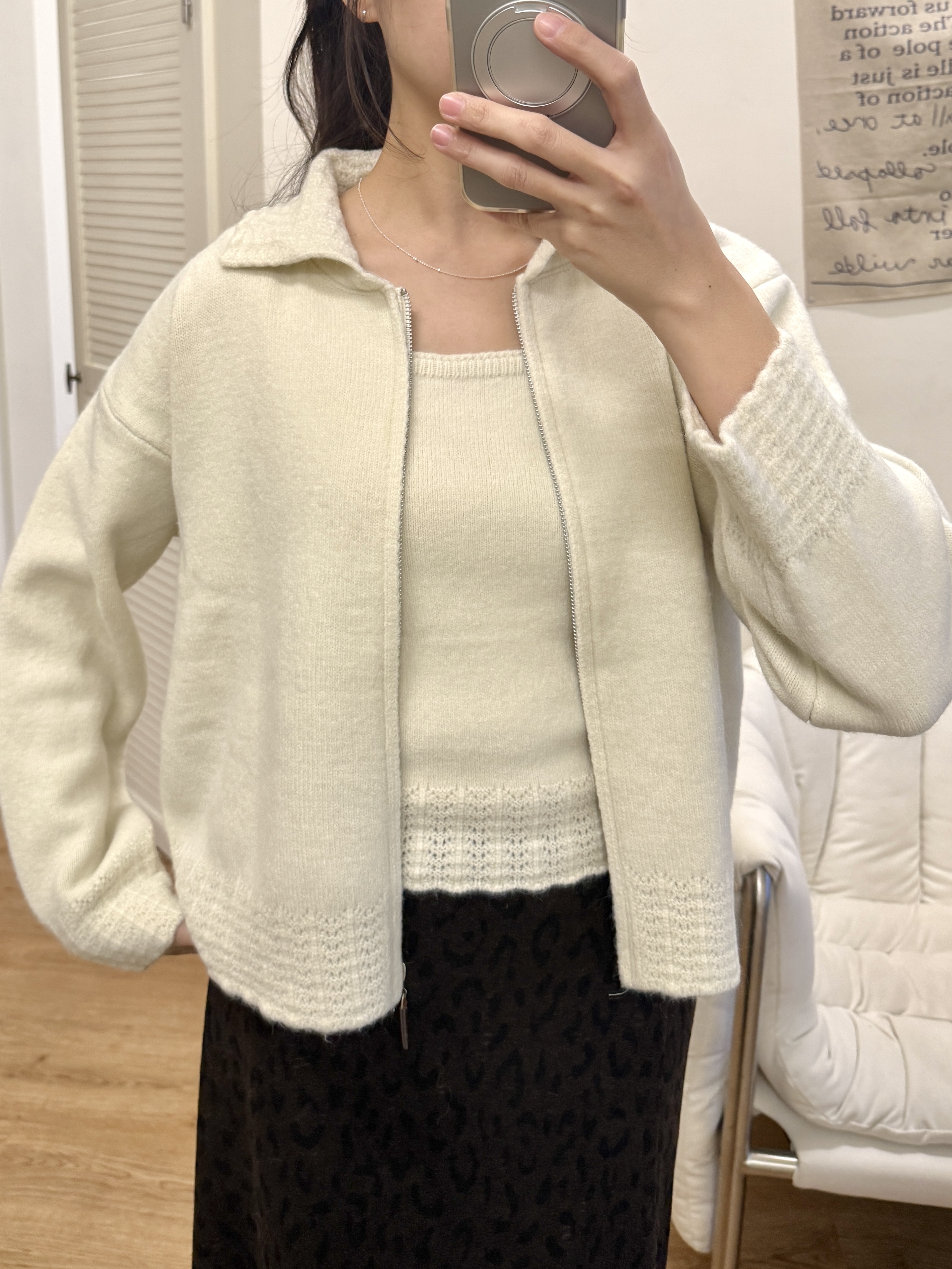 翻領拉鍊毛衣+背心