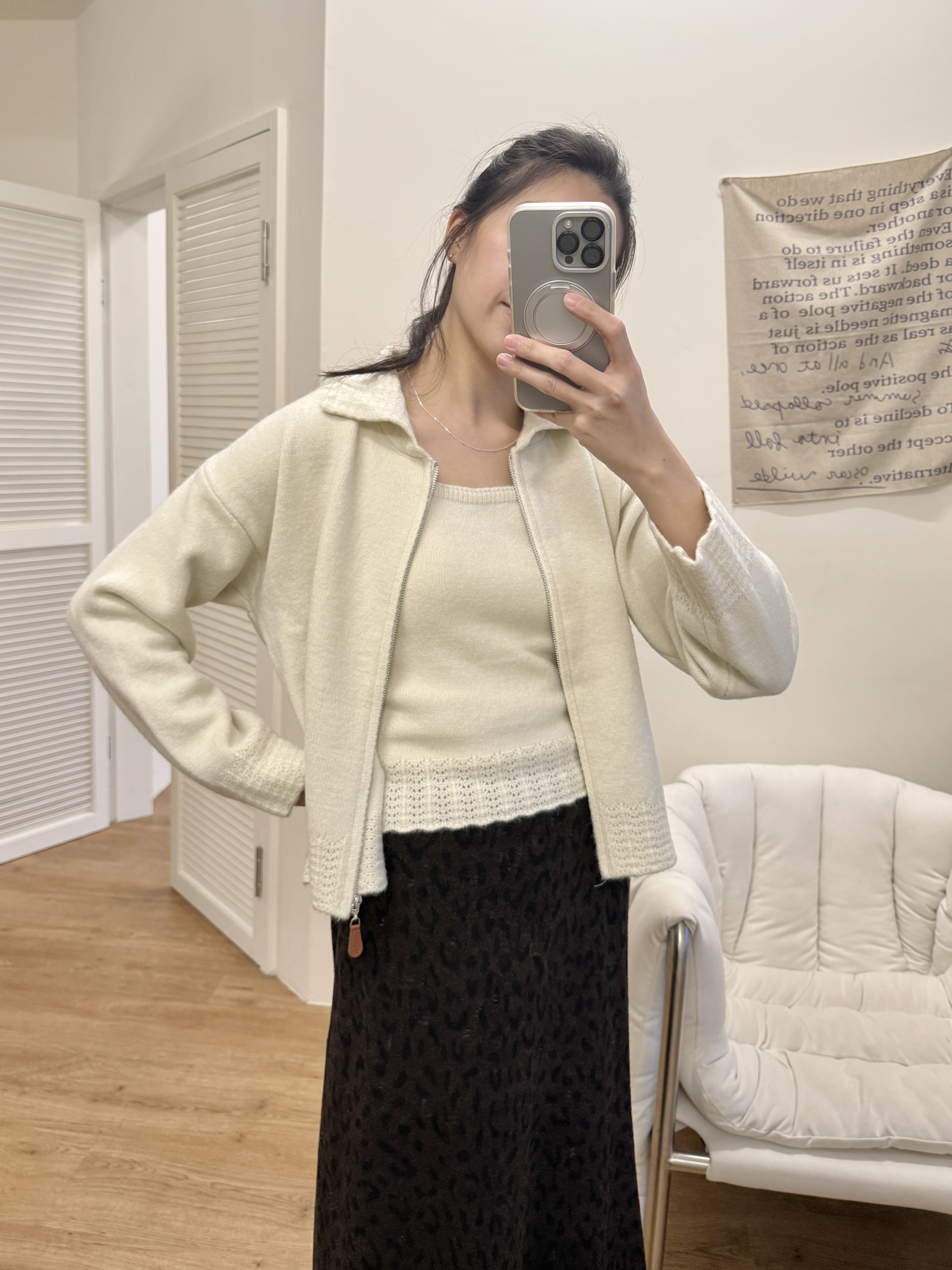 翻領拉鍊毛衣+背心