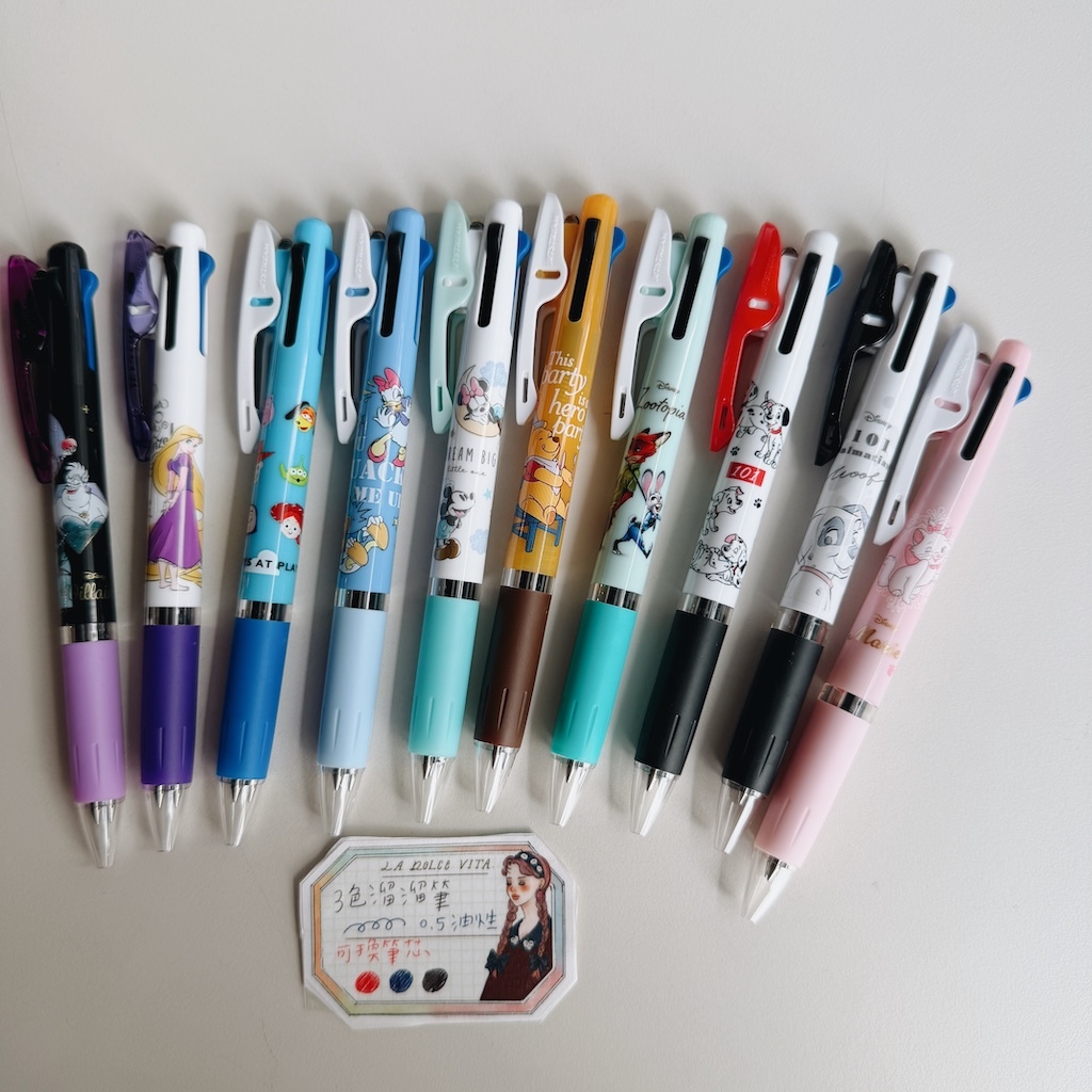 Disney 限定聯名 JETSTREAM溜溜筆 三色原子筆 0.5油性｜日本uni