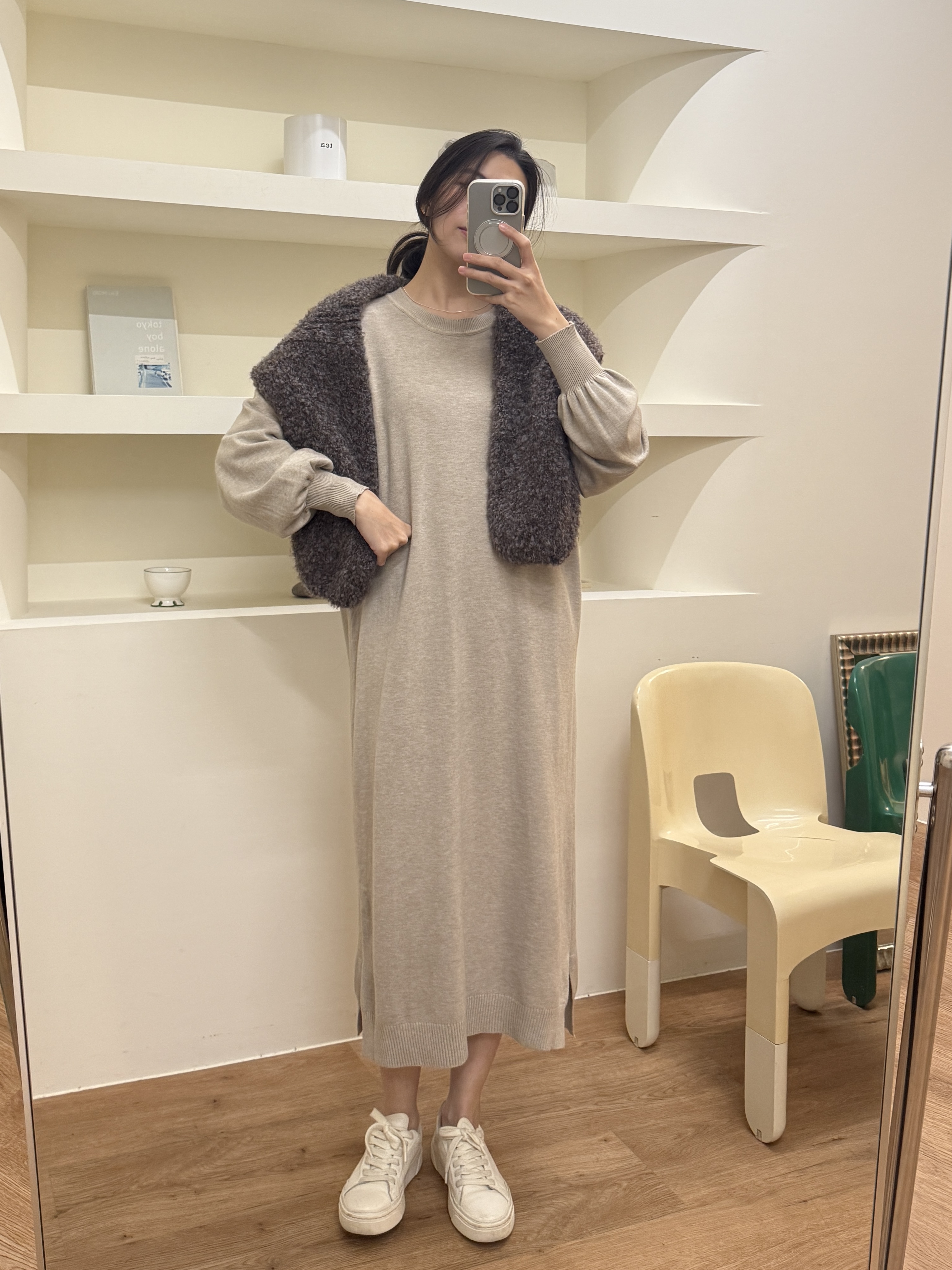 包芯紗下擺側開衩洋裝*2色