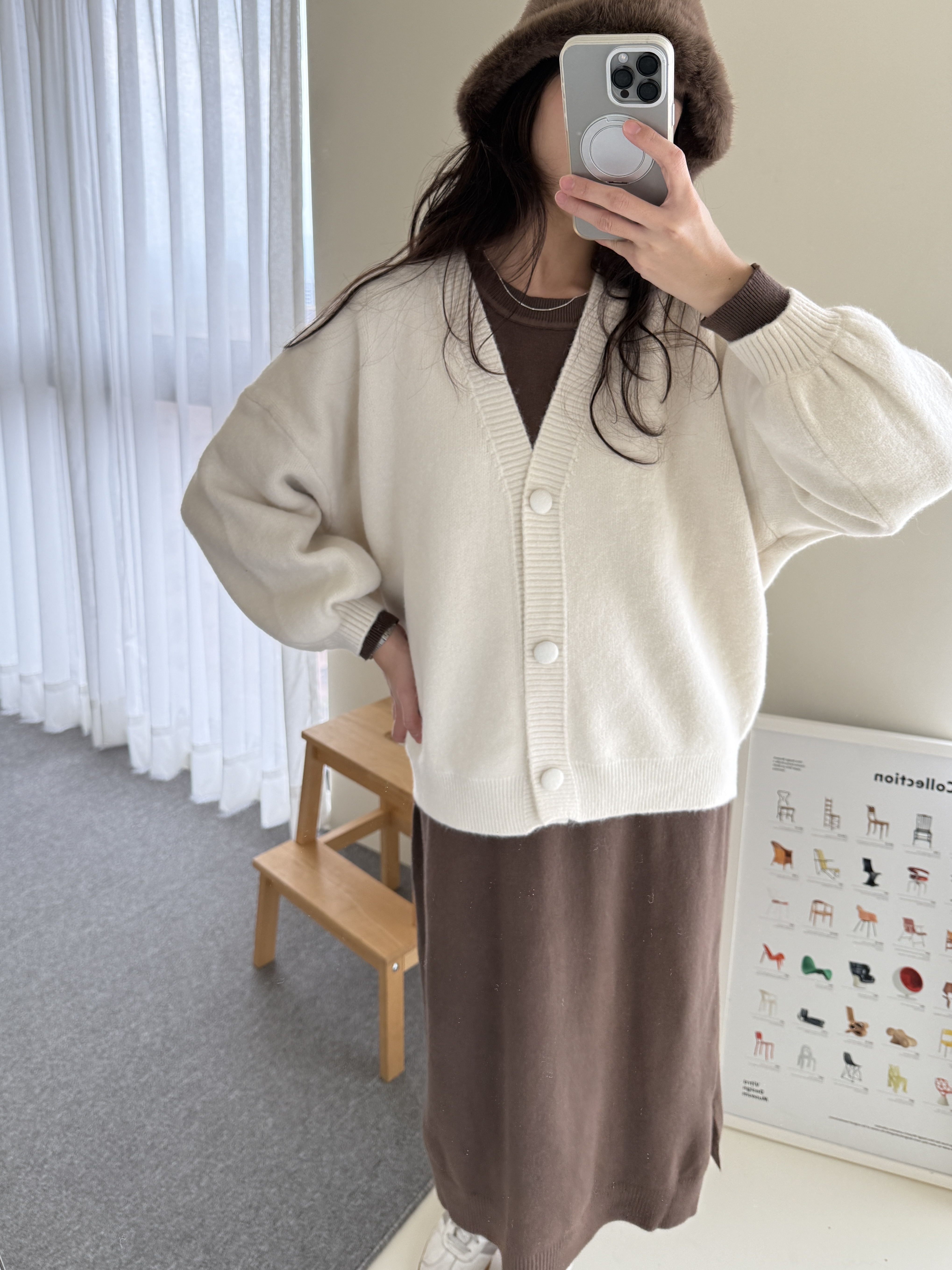 燈籠袖包釦毛衣外套*2色