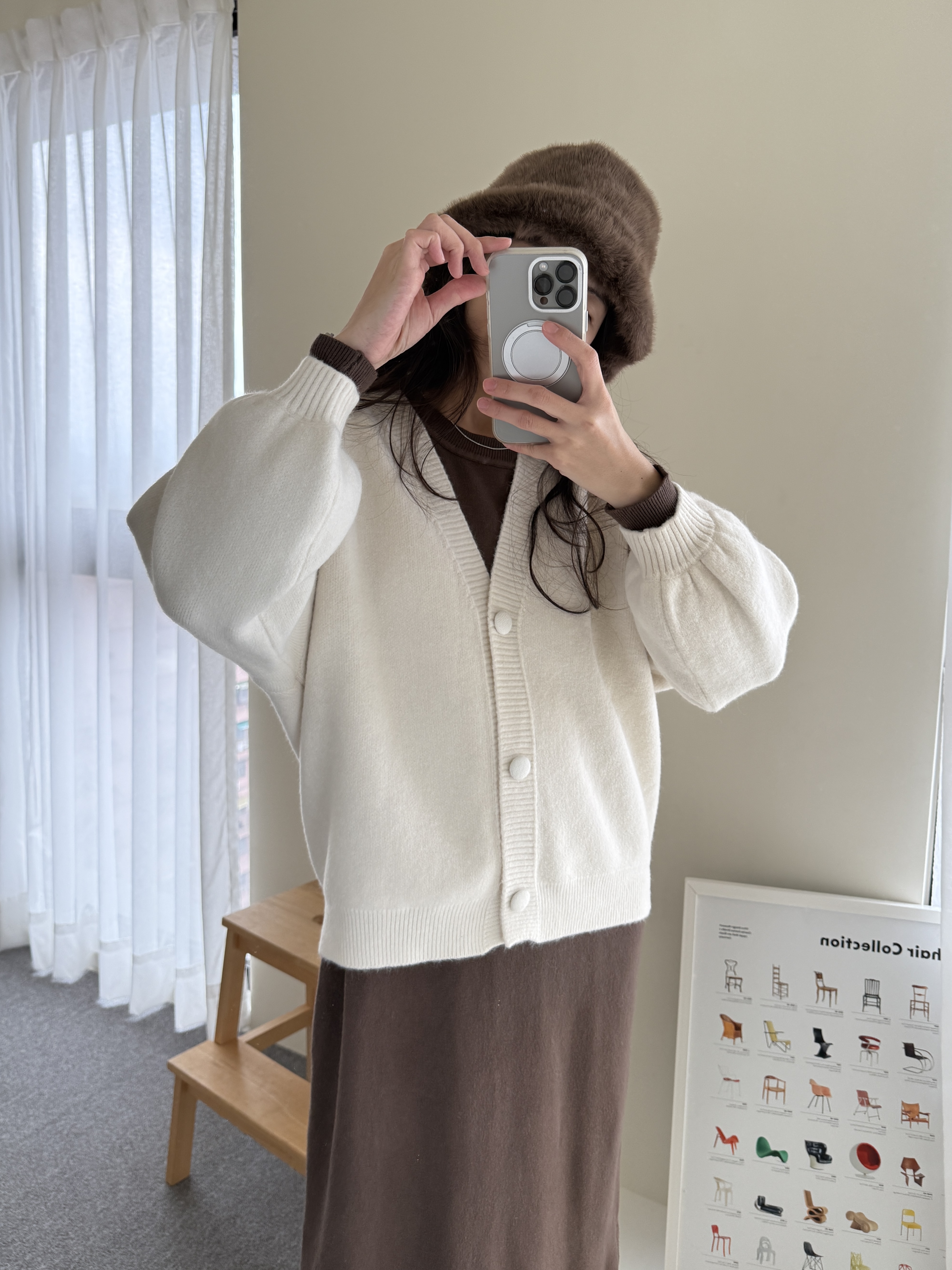 燈籠袖包釦毛衣外套*2色