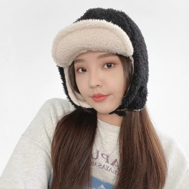 兩用 × 帽簷可調 ｜雙面絨撞色護耳飛行帽【HTLIN5】