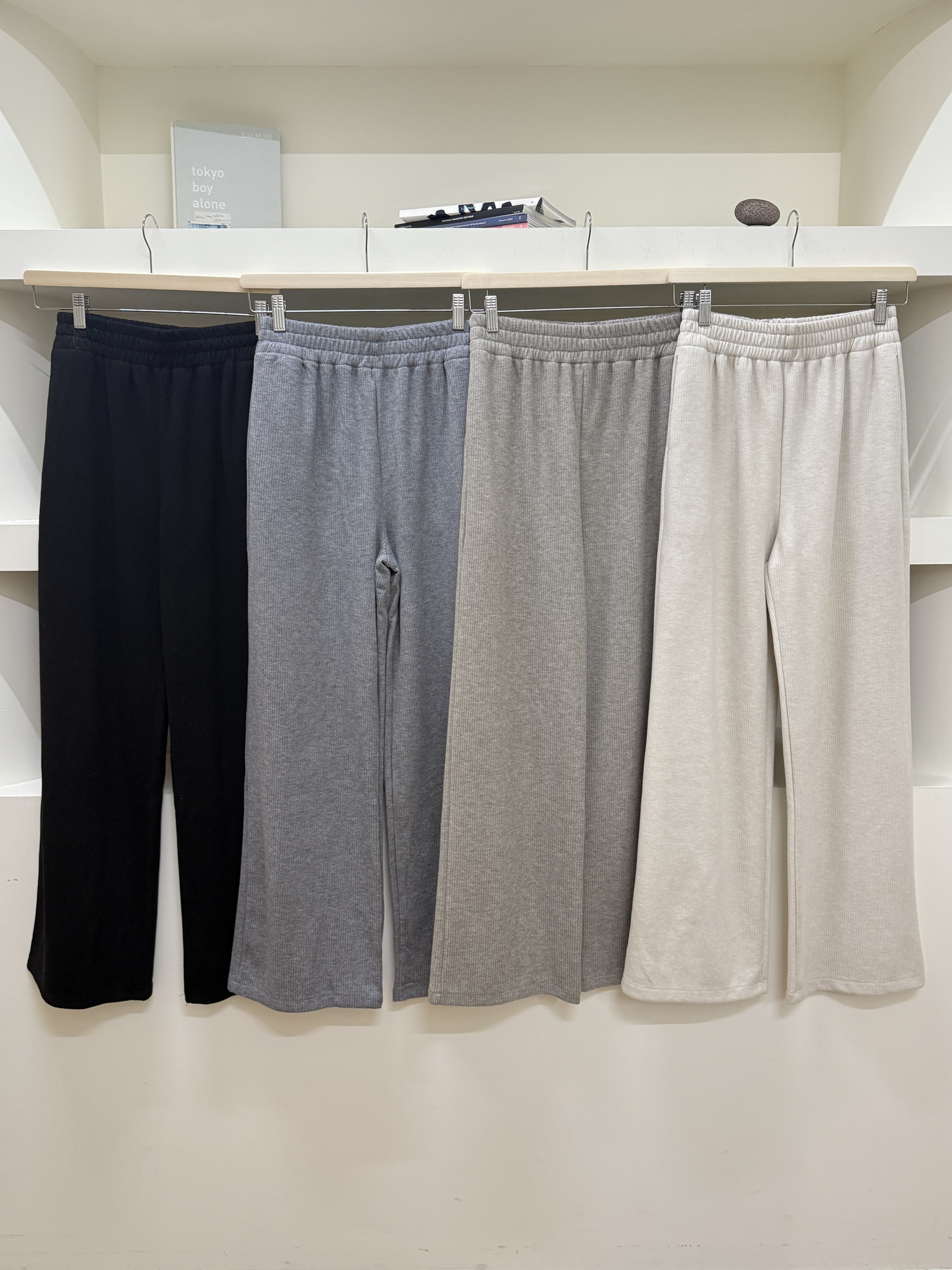 有口袋的坑條毛呢舒服褲*4色