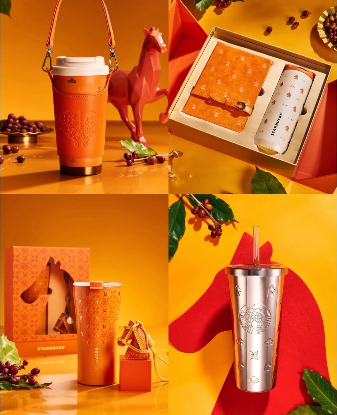 【Luxury】星巴克 Starbucks 2026新年馬年生肖陶瓷馬克杯 愛馬仕橘 不鏽鋼保溫杯吸管杯新春節禮物