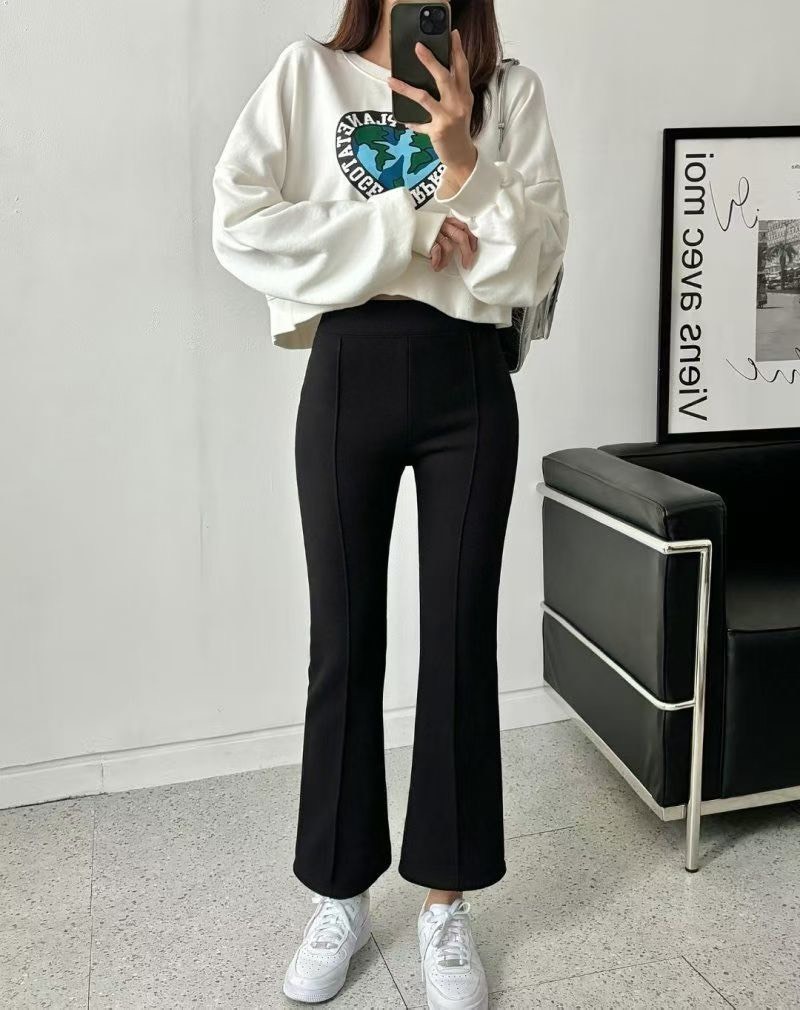 前縫線九分喇叭長褲