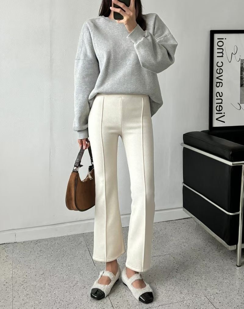 前縫線九分喇叭長褲